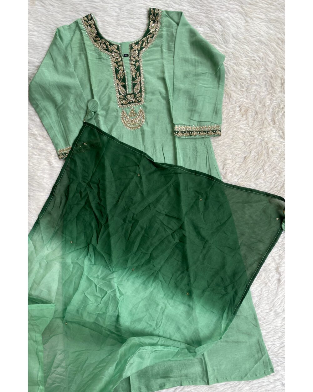 “Chanda” Beautiful Sea green shade Handwork kurta set