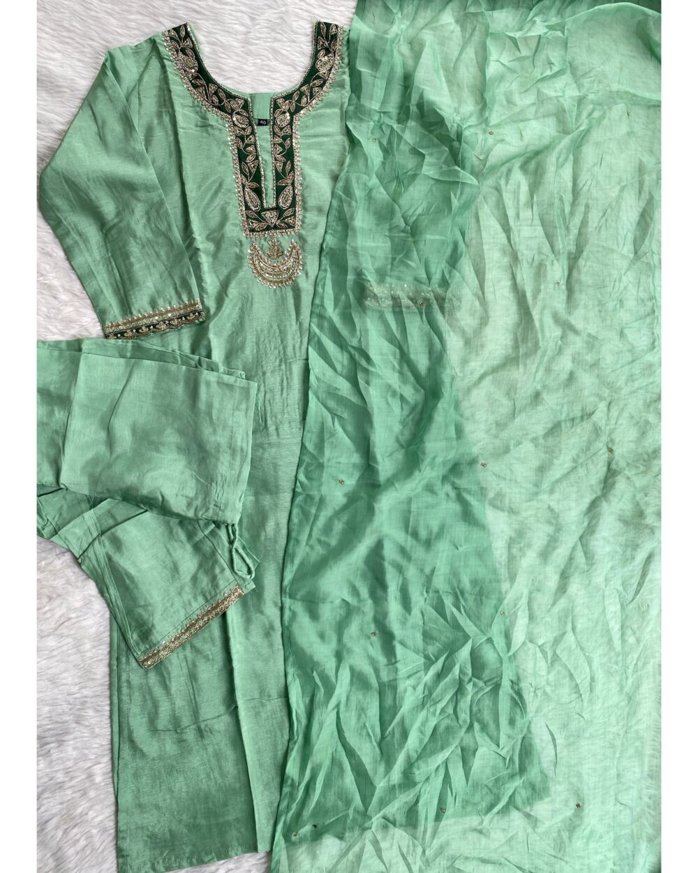 “Chanda” Beautiful Sea green shade Handwork kurta set