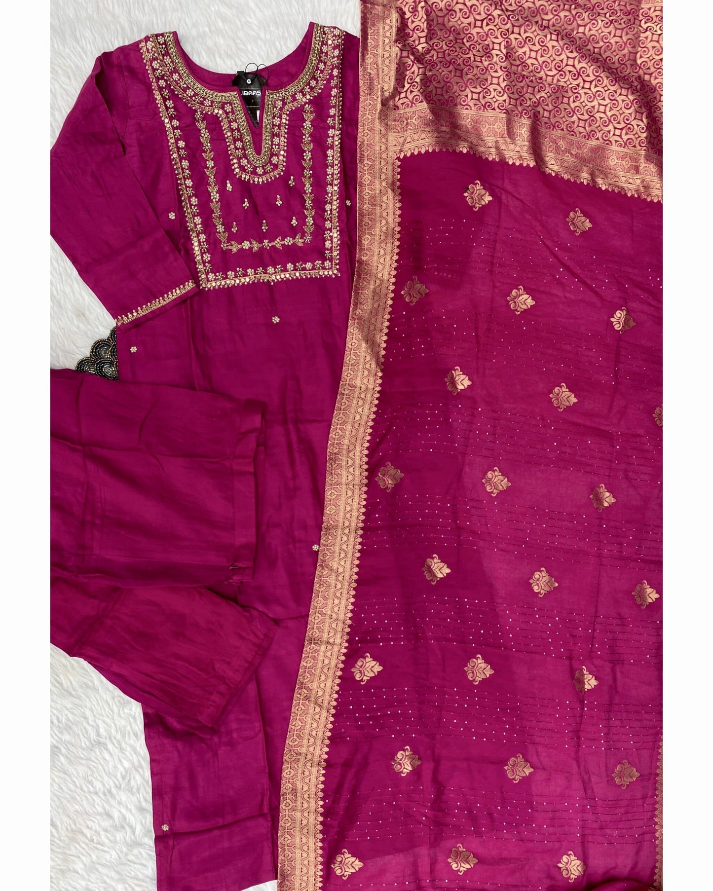 “Simar” Party wear premium dola silk kurti bottom with dupatta set