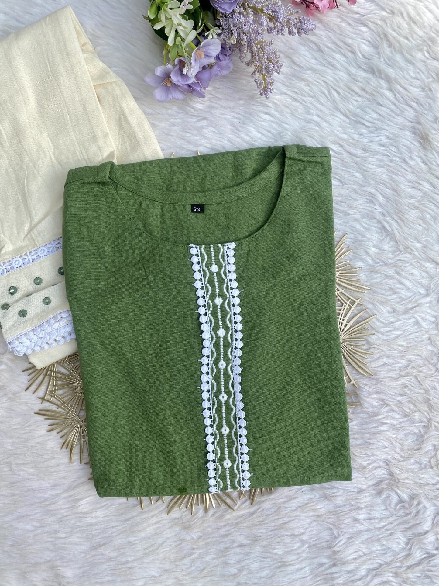 ‘’Ruby” Trendy summer Olive green coord set