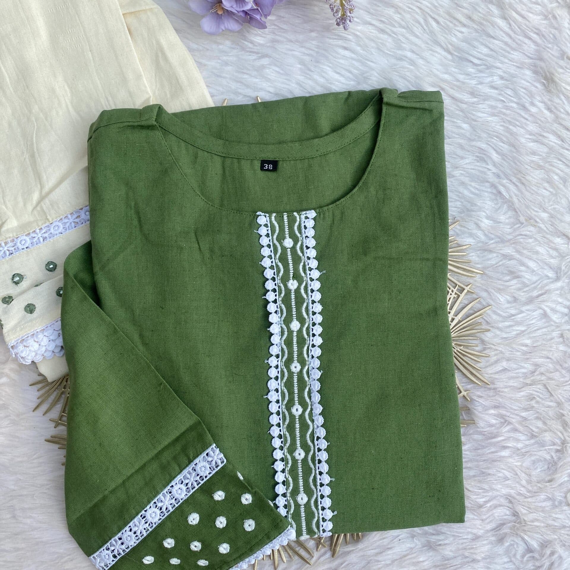 ‘’Ruby” Trendy summer Olive green coord set