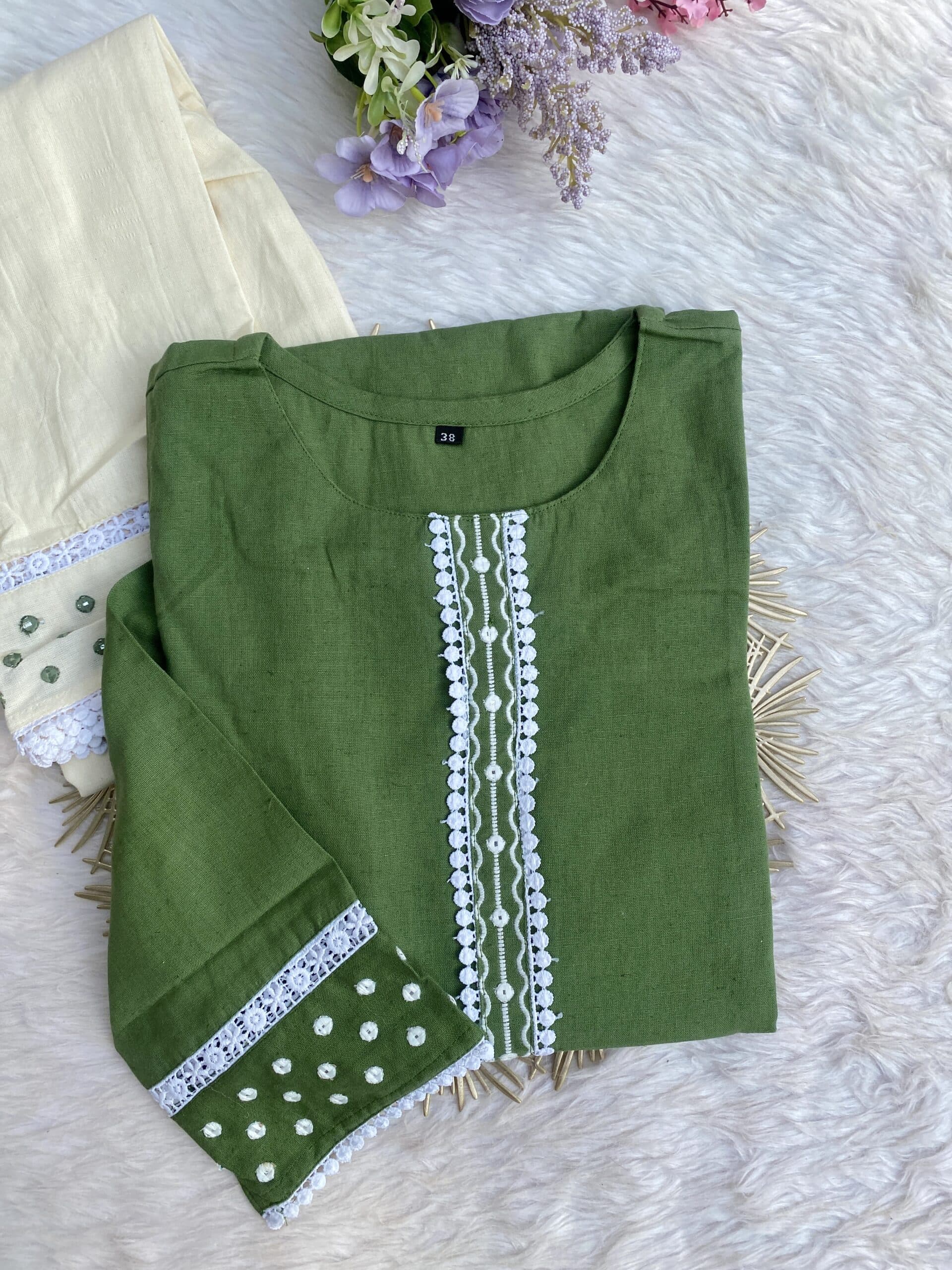 ‘’Ruby” Trendy summer Olive green coord set