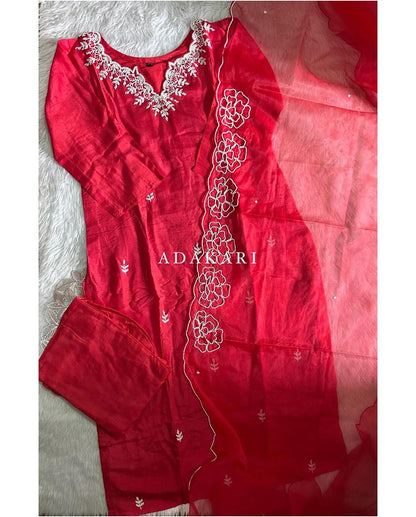 “Adakari” Latest handwork dola silk kurta set