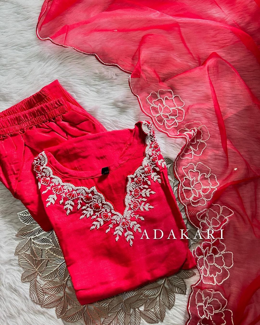 “Adakari” Latest handwork dola silk kurta set