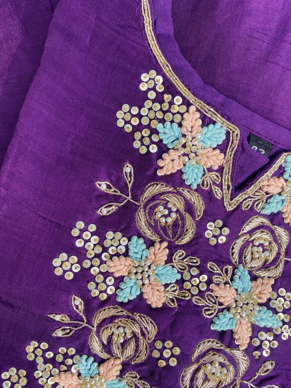 “ MAHIRA” Latest handwork purple dola silk kurta set