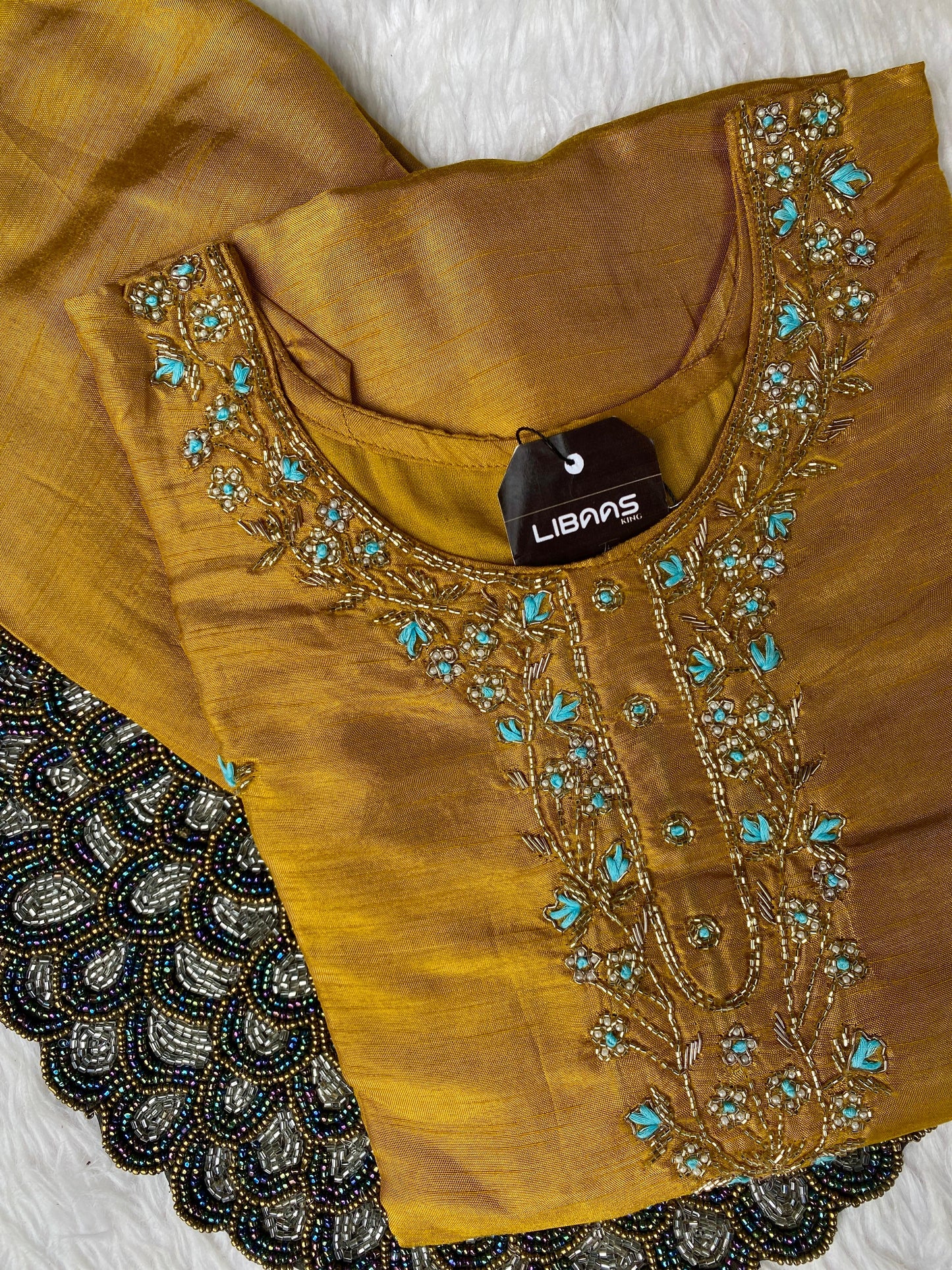 "Taskin" Yellow handcrafted dola silk kurti bottom with dupatta set