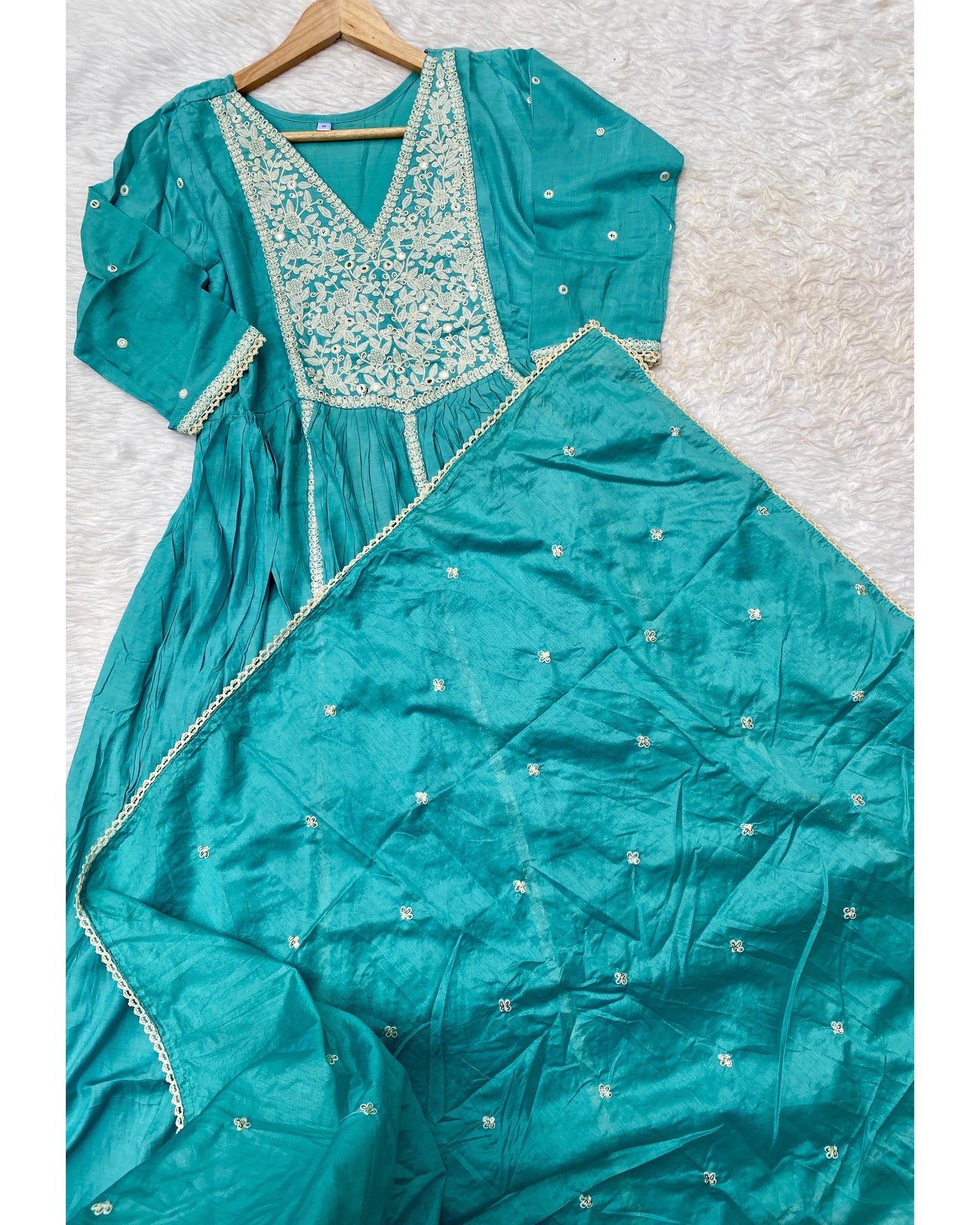 "Dastoor” Muslin silk anarkali kurti bottom with dupatta set