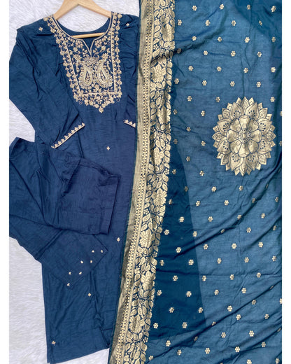 “Fiza” Indian wear dola silk kurti bottom dupatta set