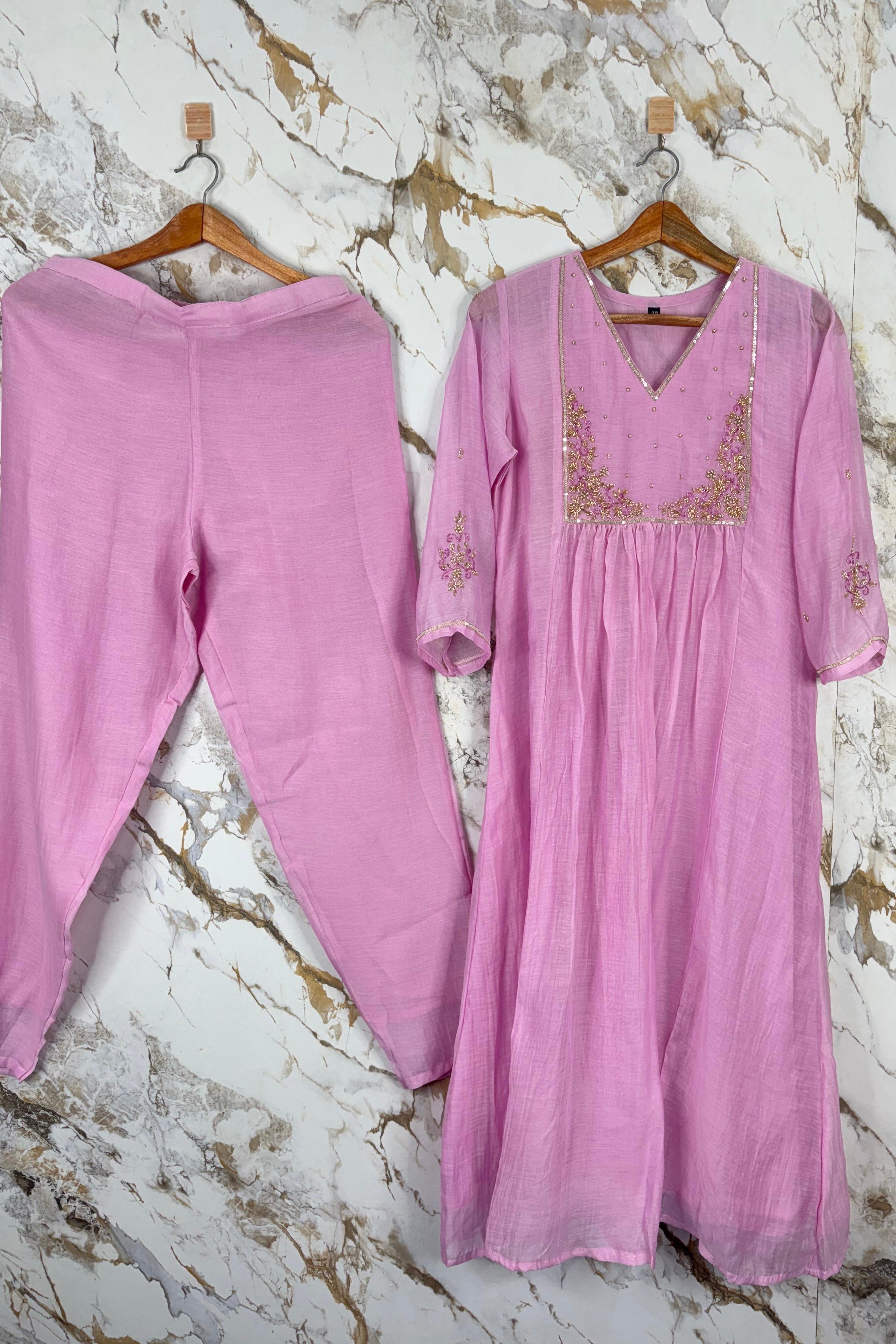 Gulnoor – Mul Chanderi A-Line Kurta Set with Dupatta