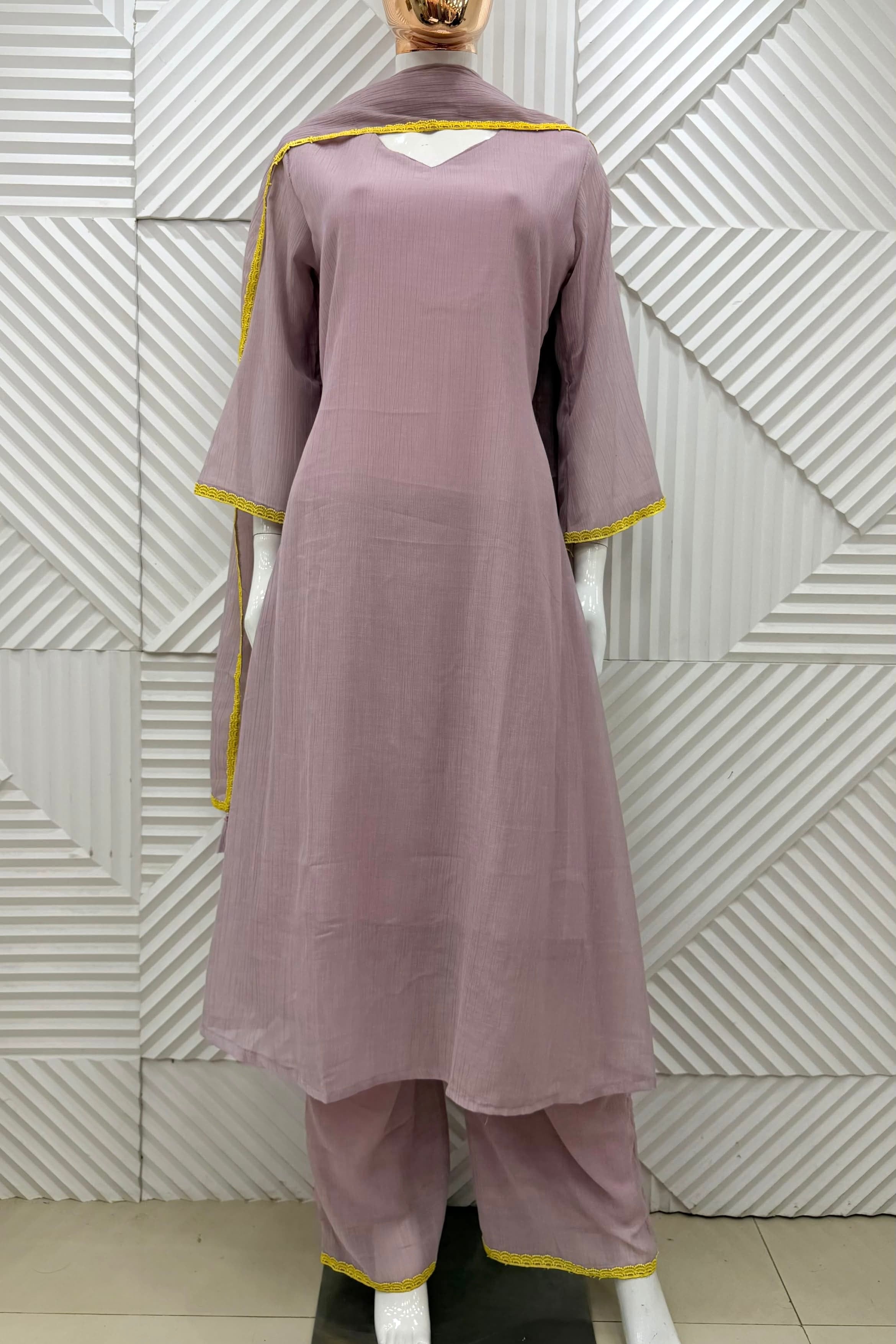✨ Dayna” Premium Crushed Chanderi A Line kurta set