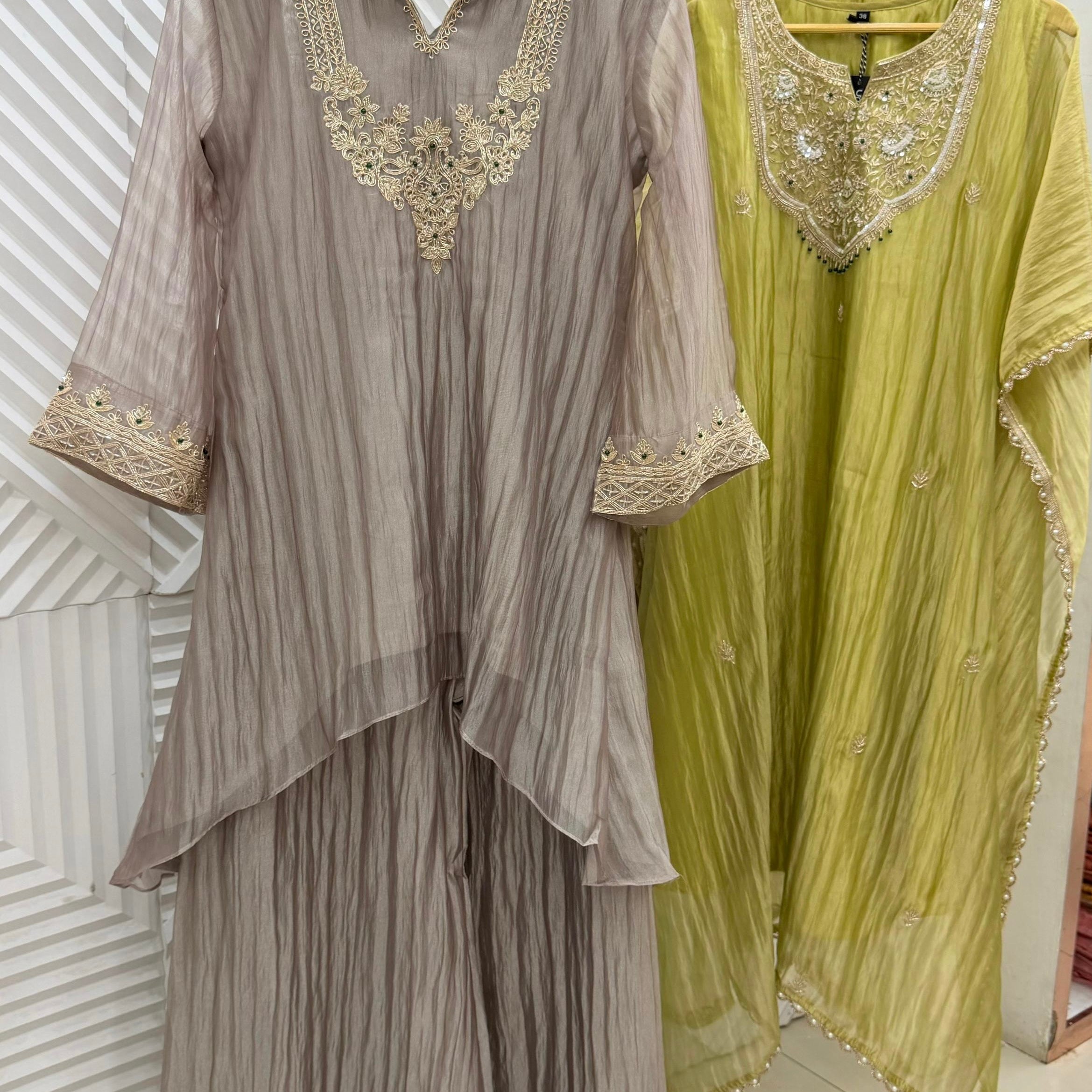 🛍️”Natasha –  Premium Tissue Kaftan Set &amp; Indo-Western Co-ord Set