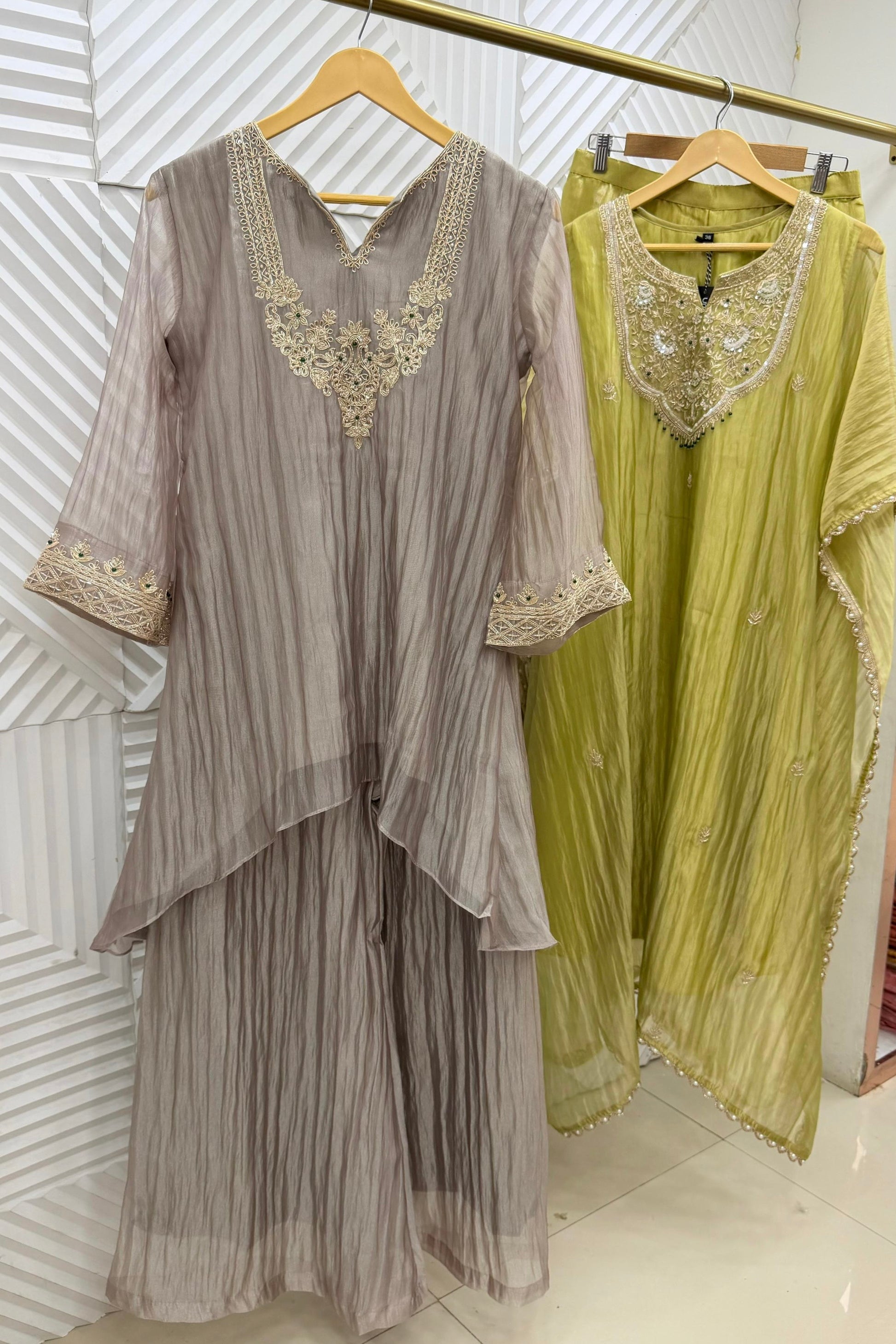 🛍️”Natasha –  Premium Tissue Kaftan Set &amp; Indo-Western Co-ord Set