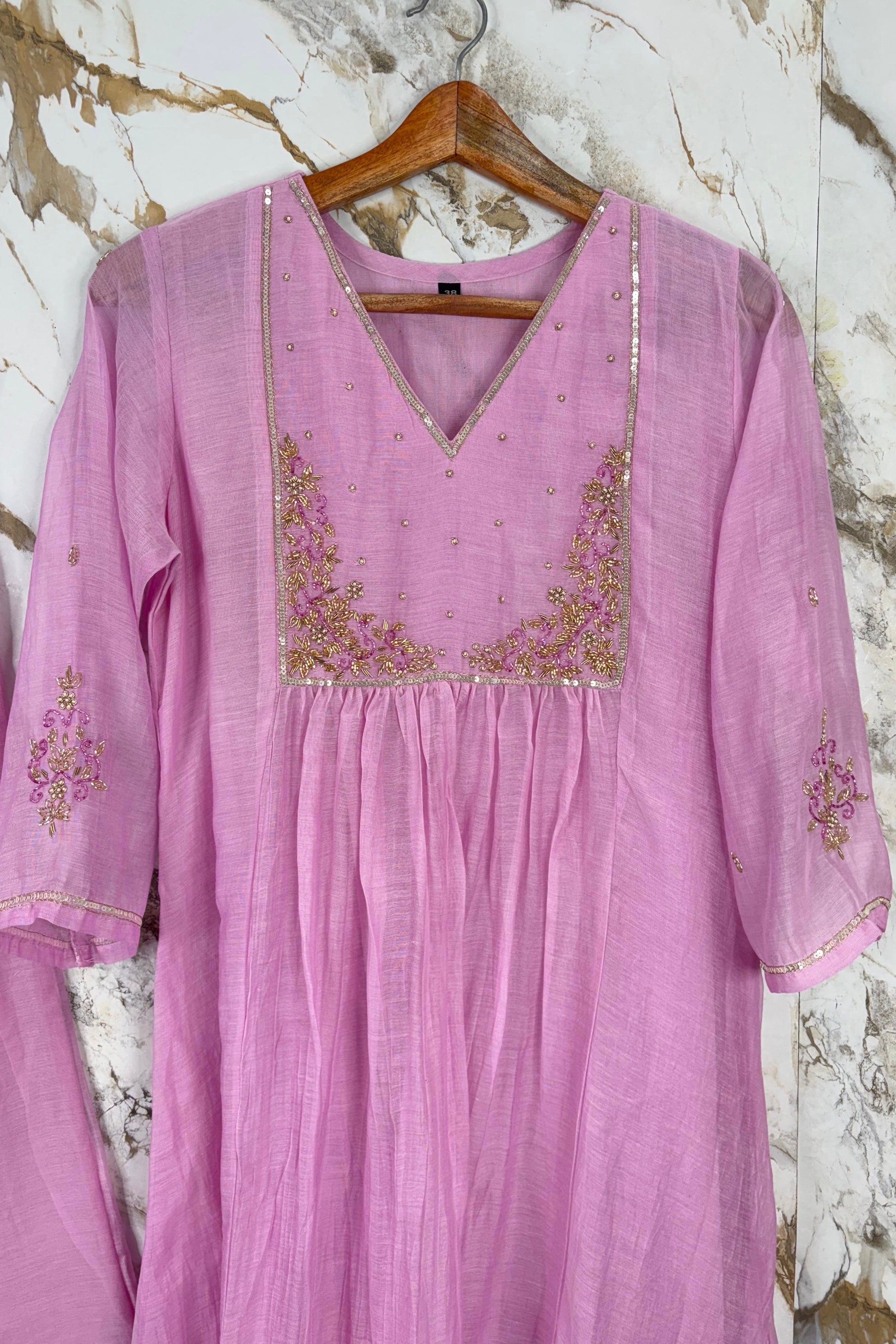 Gulnoor – Mul Chanderi A-Line Kurta Set with Dupatta