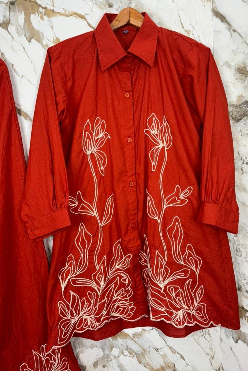 “Zareen” Dola Silk Embroidered Co-Ord Set