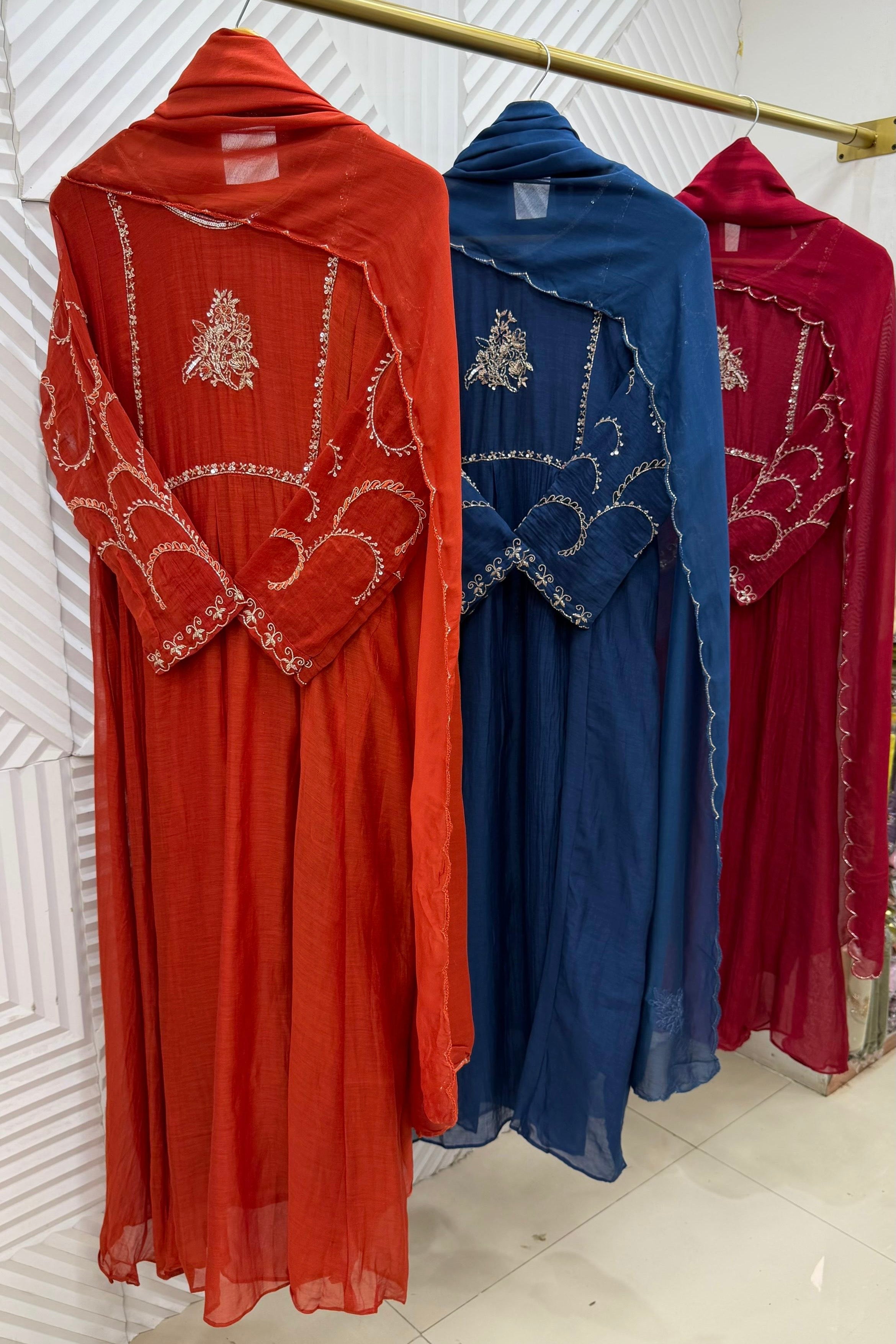 🛍️”Crown –  Premium Party wear  Mul Chanderi A Line Kurta Set