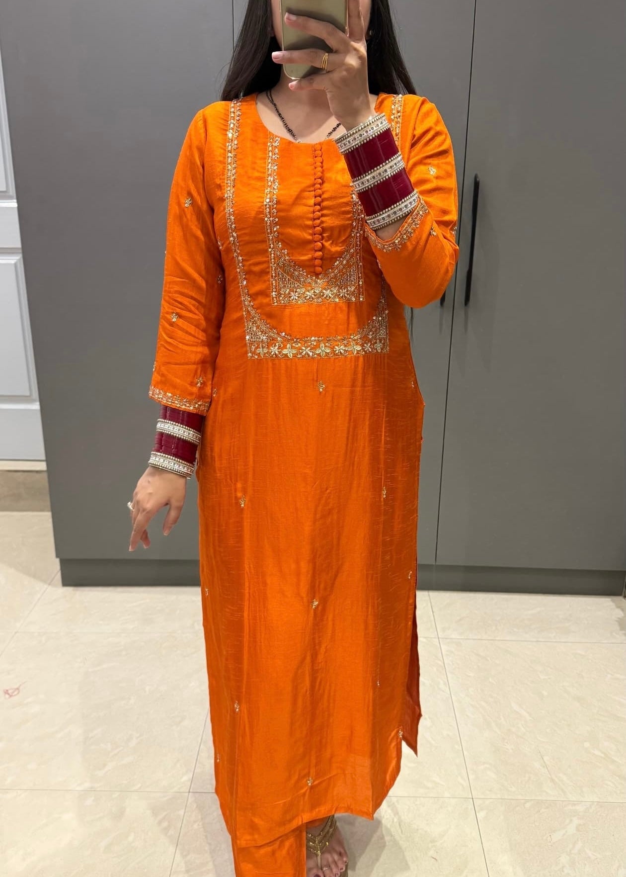 “Hiya” Premium range Dola Silk handwork Kurta Set