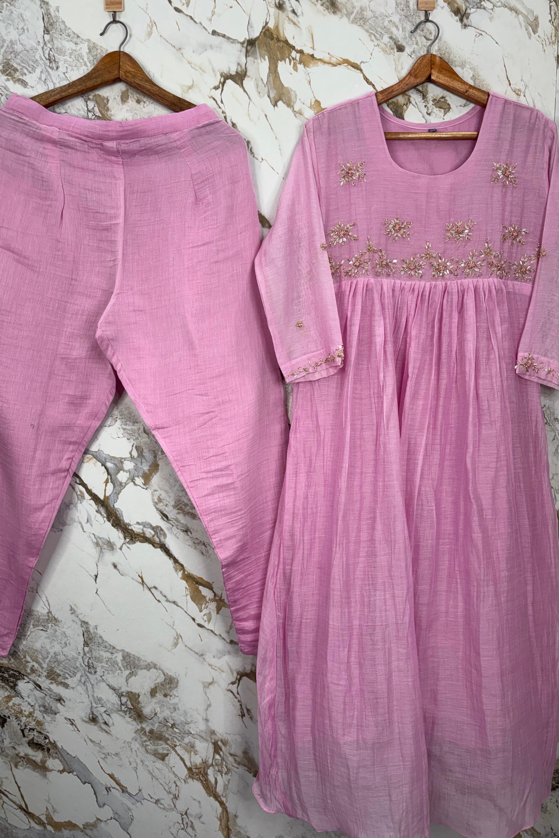 ✨ Sharmila – Banarsi Mul Chanderi A-Line Kurta Set with Dupatta