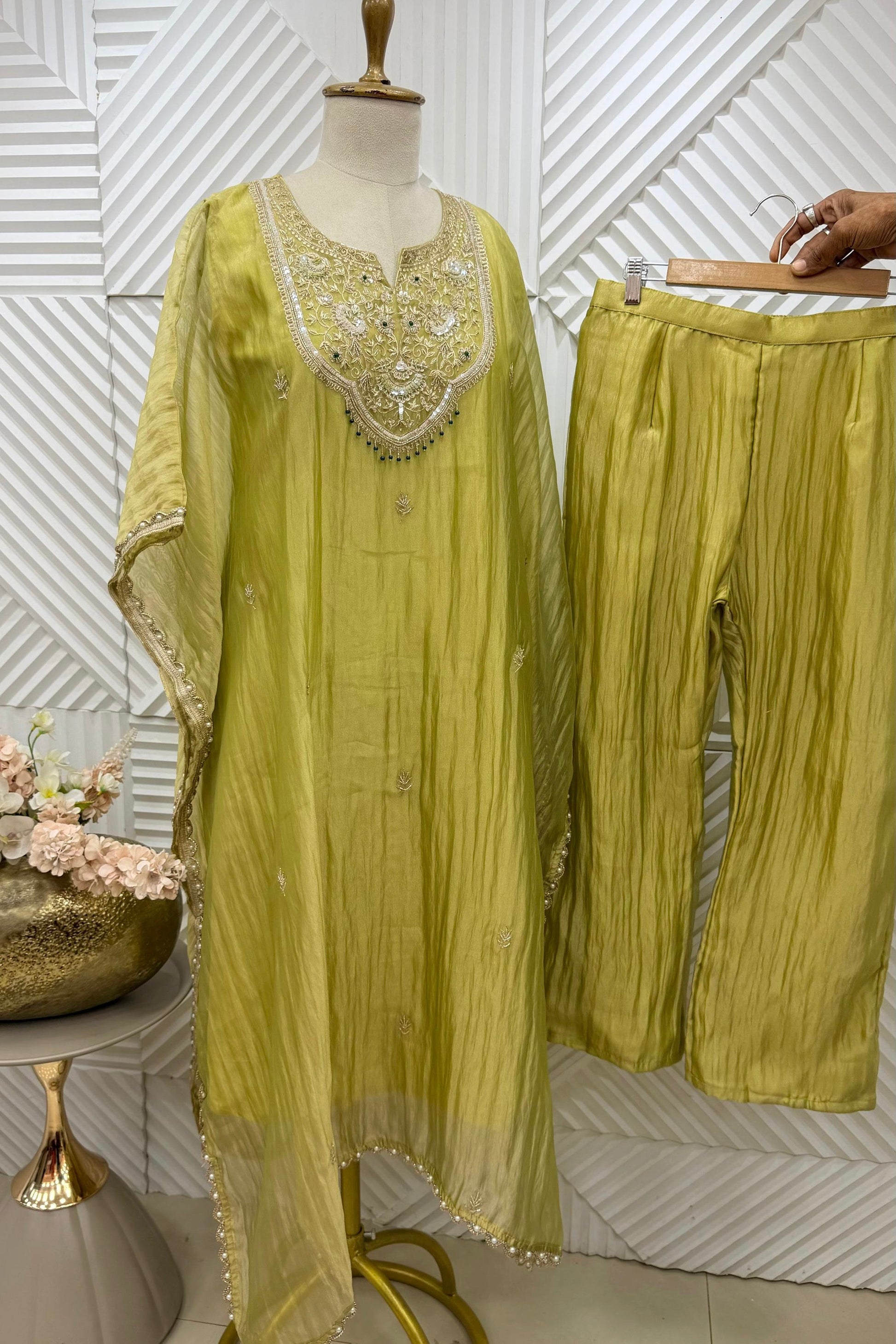 🛍️”Natasha –  Premium Tissue Kaftan Set &amp; Indo-Western Co-ord Set