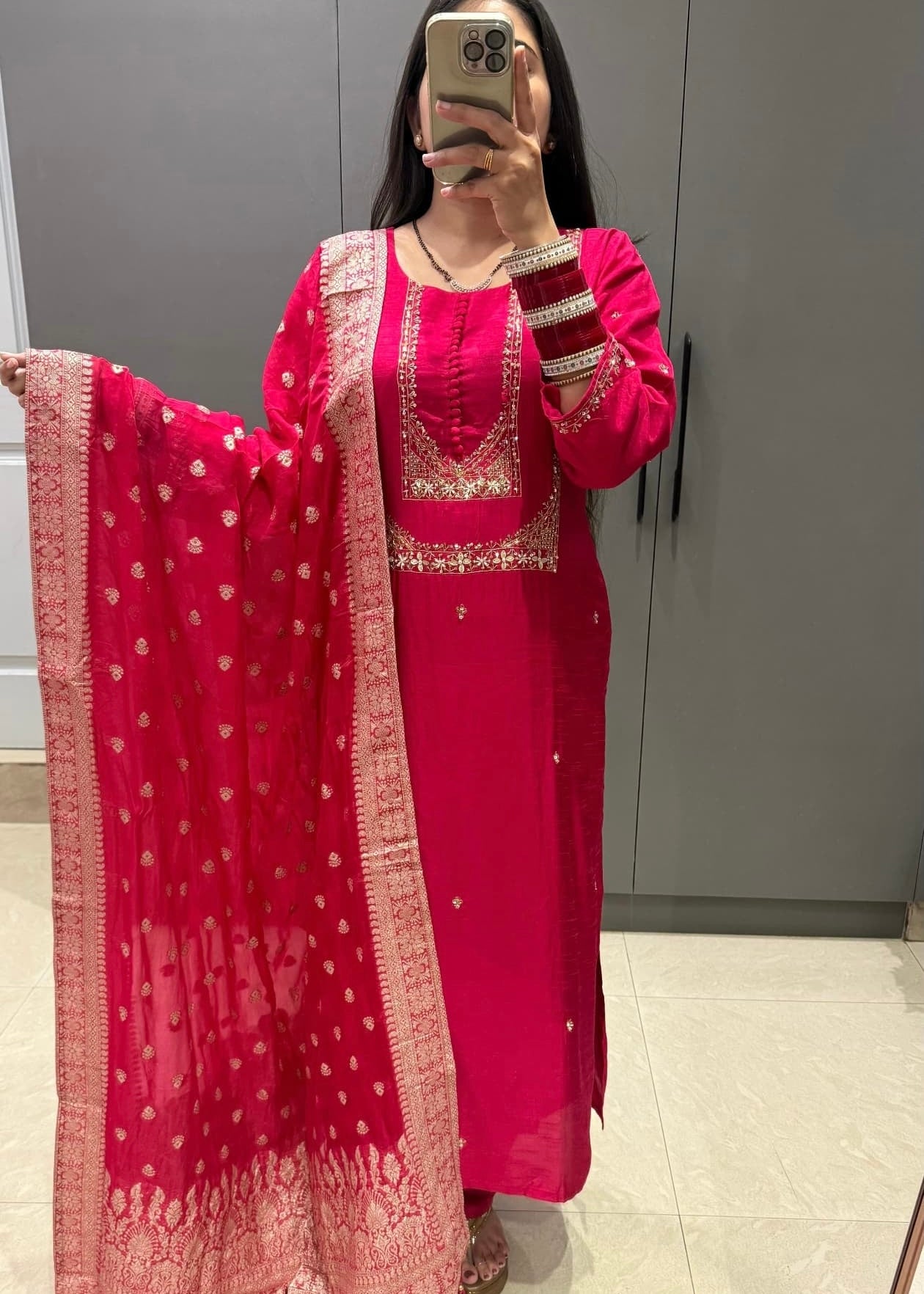 “Hiya” Premium range Dola Silk handwork Kurta Set