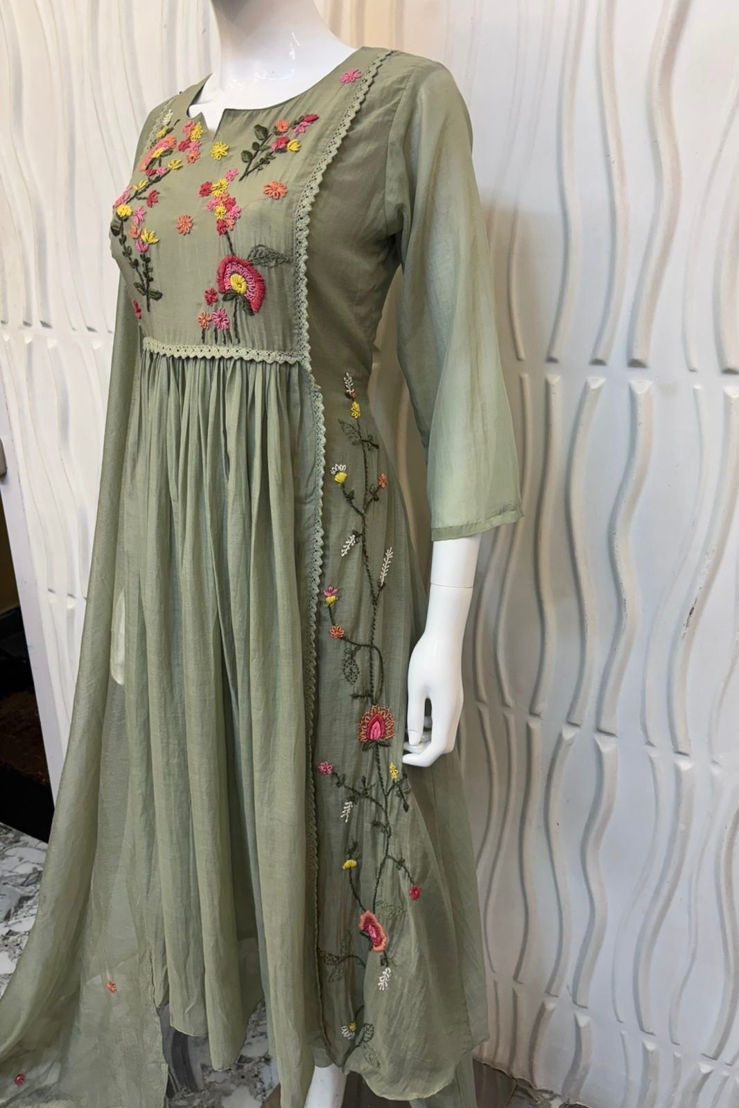 ✨”Aafreen – Premium Mul Chanderi Anarkali Kurta Set