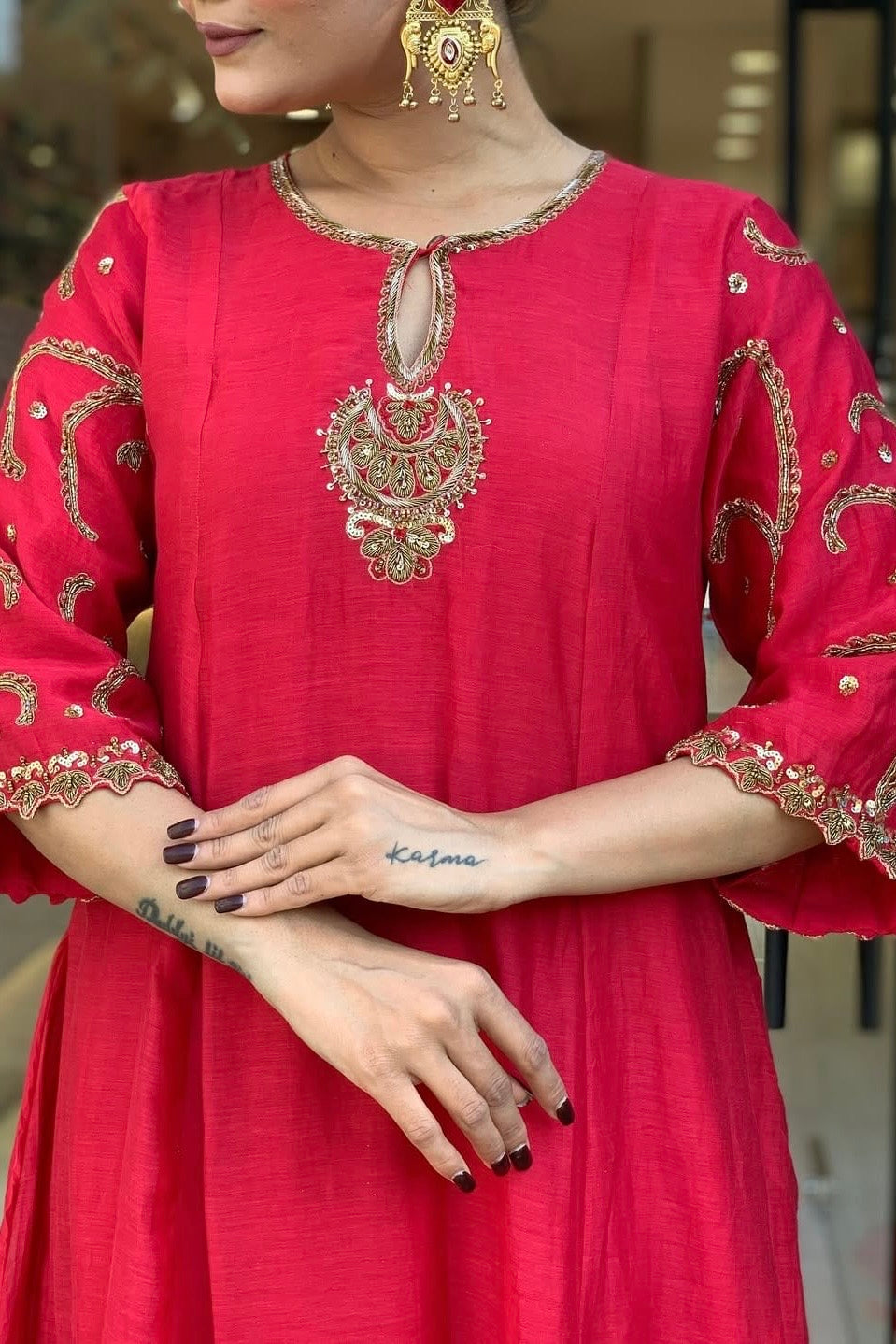 “Myra” Premium Mul Chanderi A line Anarkali Kurta Set