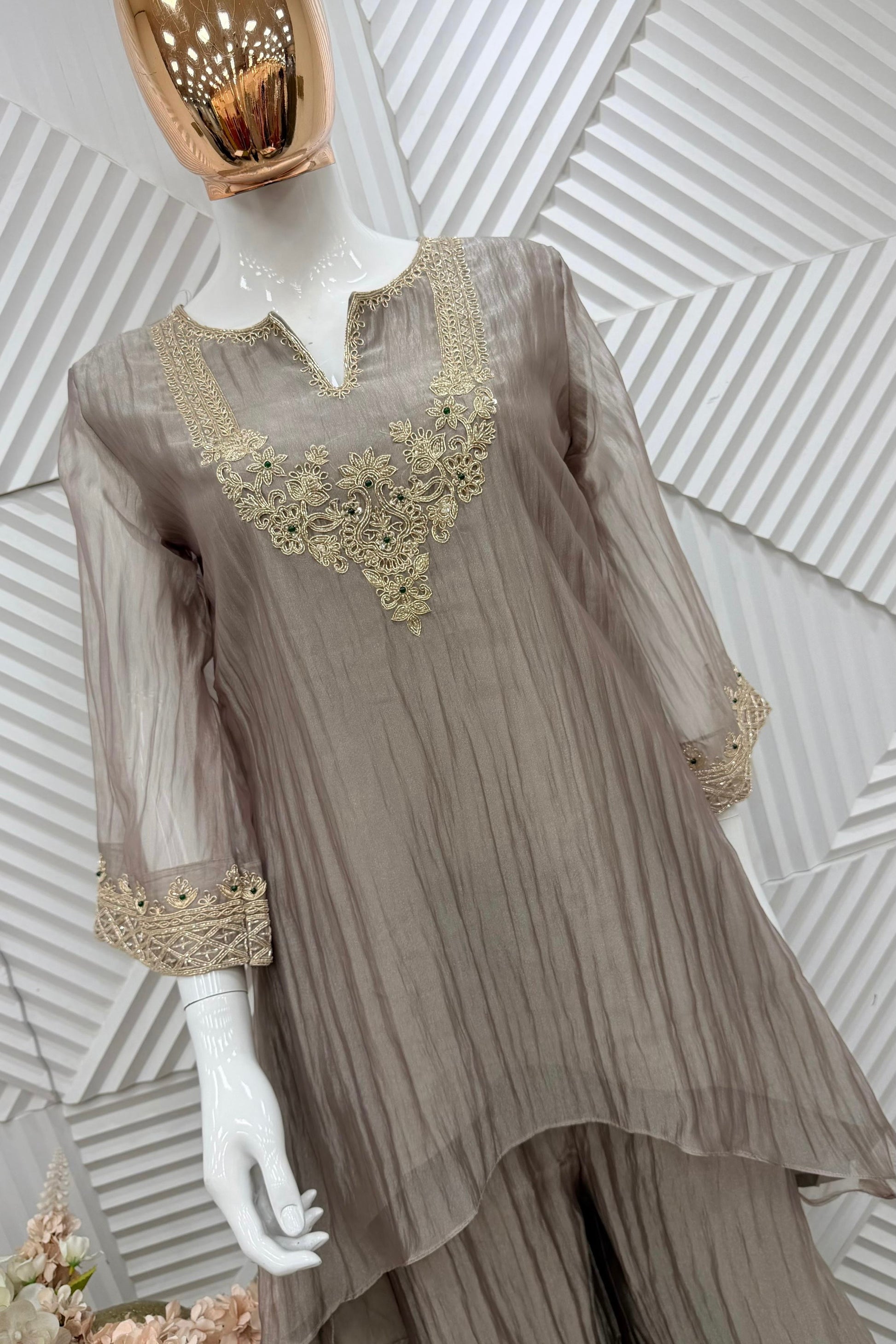 🛍️”Natasha –  Premium Tissue Kaftan Set &amp; Indo-Western Co-ord Set