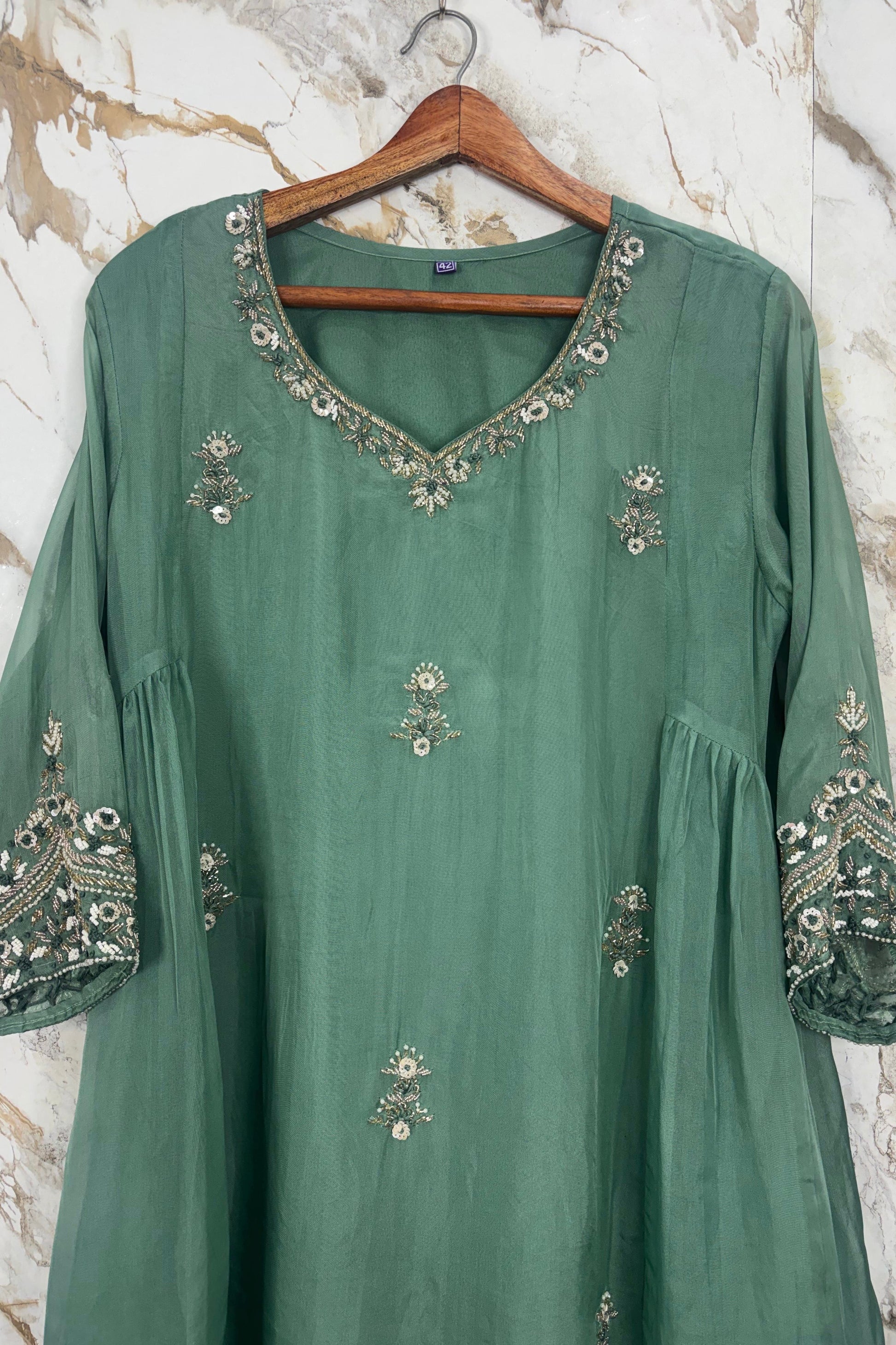 🛍️Alina - Premium Designer Organza Viscose A Line Kurta Set