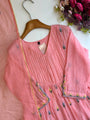 Pink Mul Chanderi A-Line Suit Set for Women