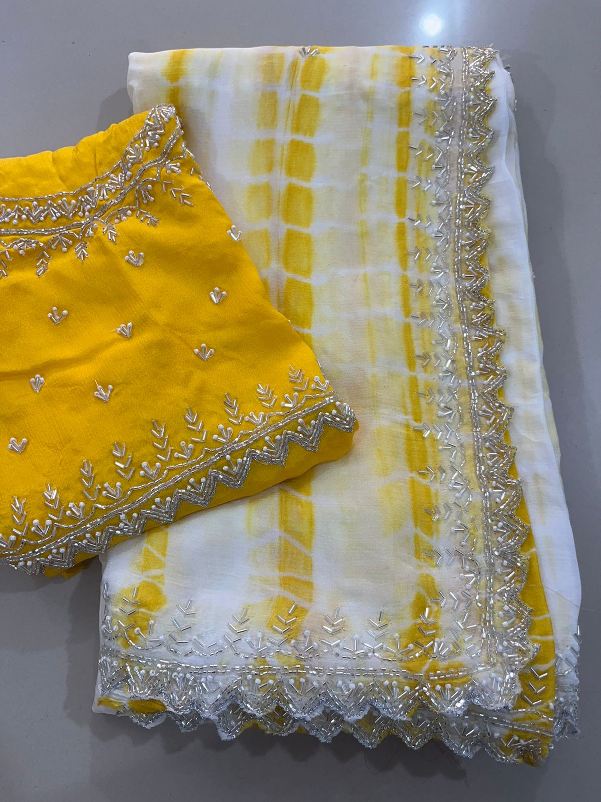 "Kashvi" Beautiful Pure Chinnon handwork saree