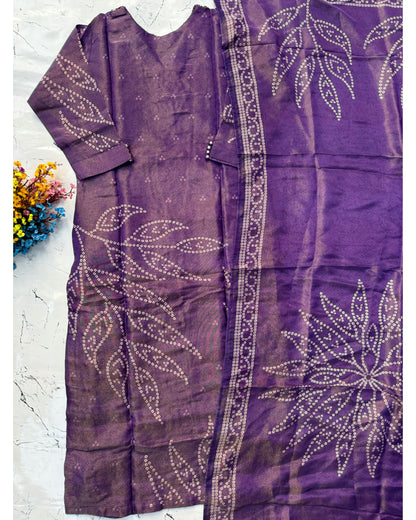 "Niharika" Beautiful printed Tissue silk kurti bottom with dupatta set