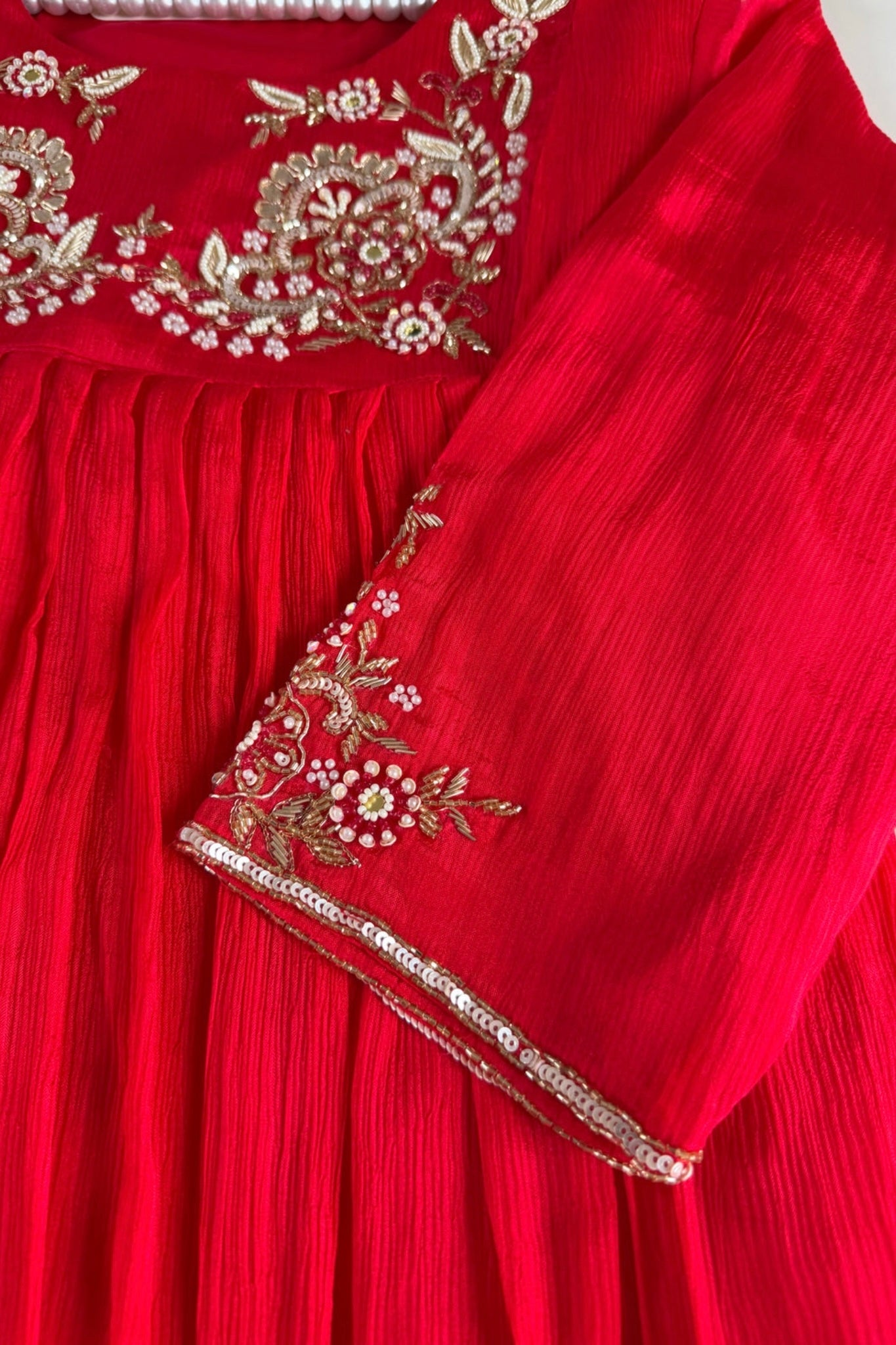 “Saanvi” Chinon Handwork Anarkali Kurti Pant With Dupatta Set Chinon Handwork Anarkali Kurti Pant With Dupatta Set