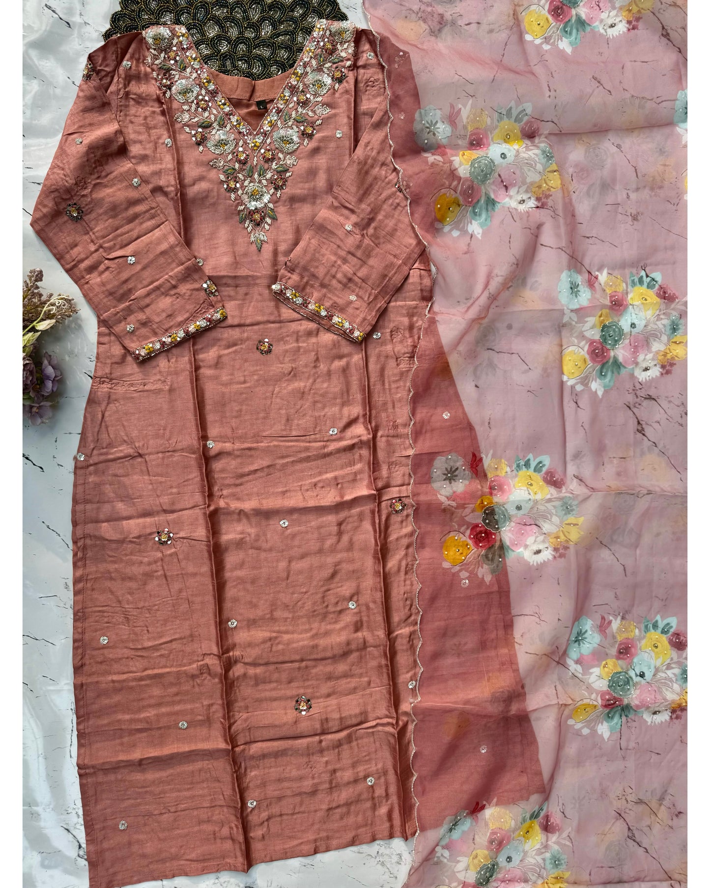 "Rashmi" Party wear Handcrafted dola silk set