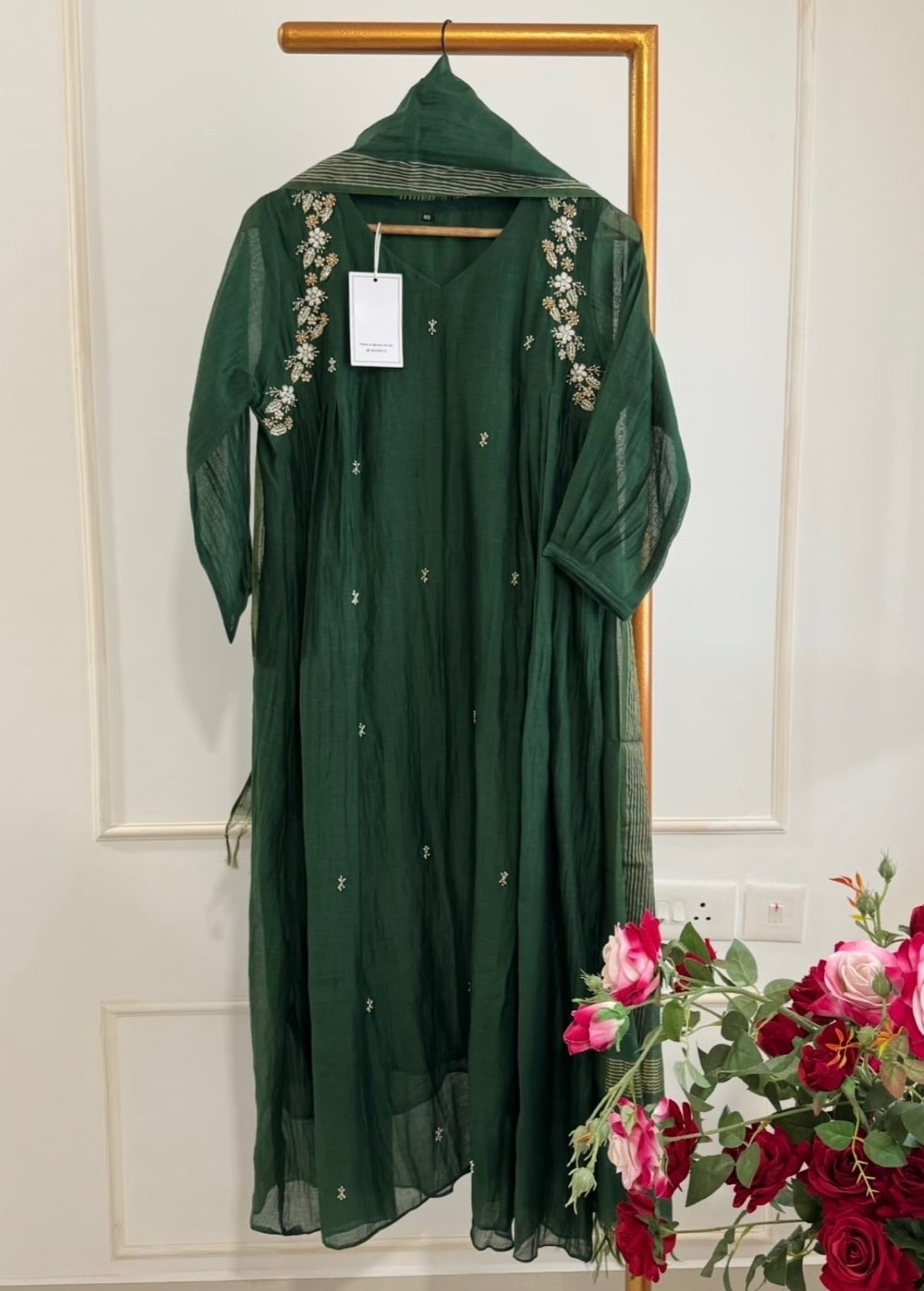 “Zayna” Premium Rich Brown Mul Chanderi anarkali kurta set