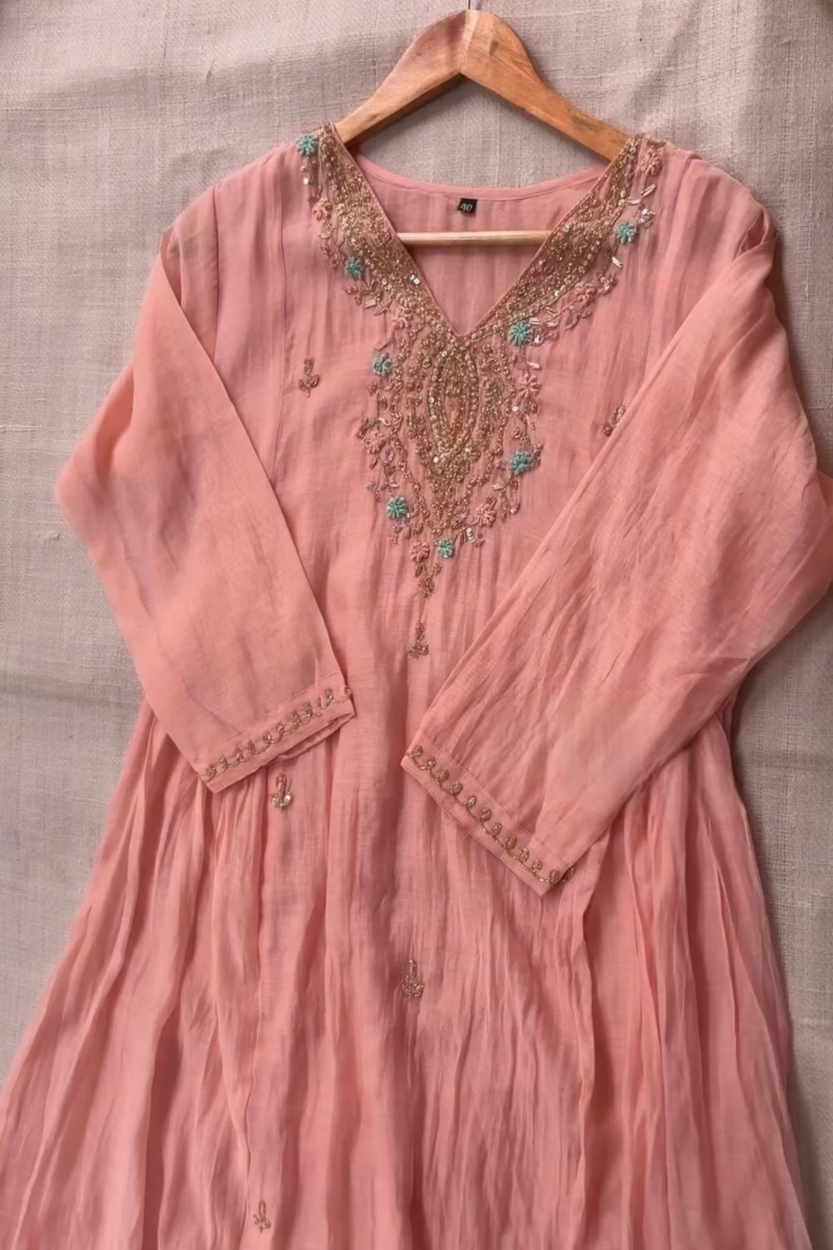 “Ziva” Pure Mul-Chanderi Party wear A Line suit set