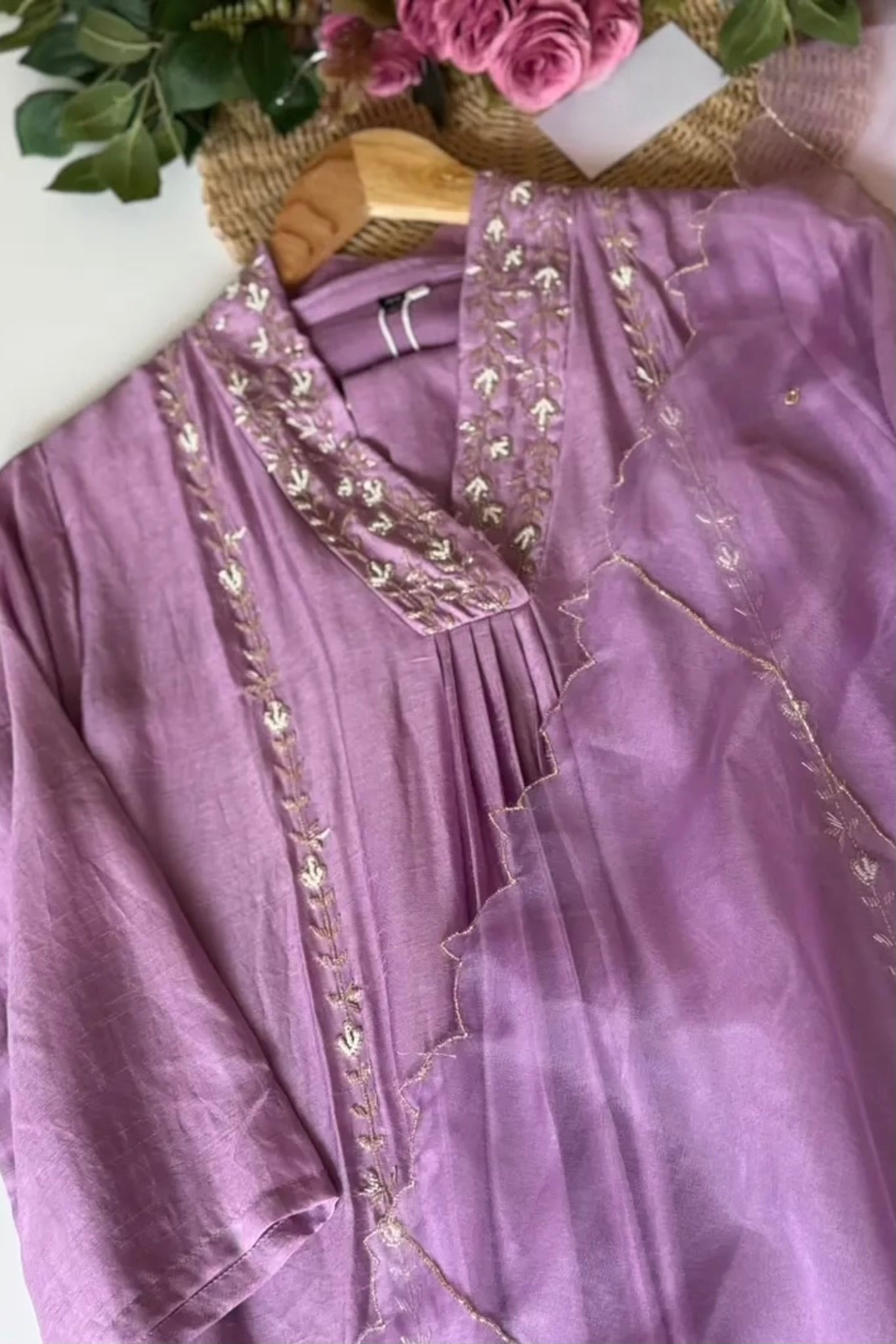✨Eira- Heavy handwork Dola silk A line kurti set