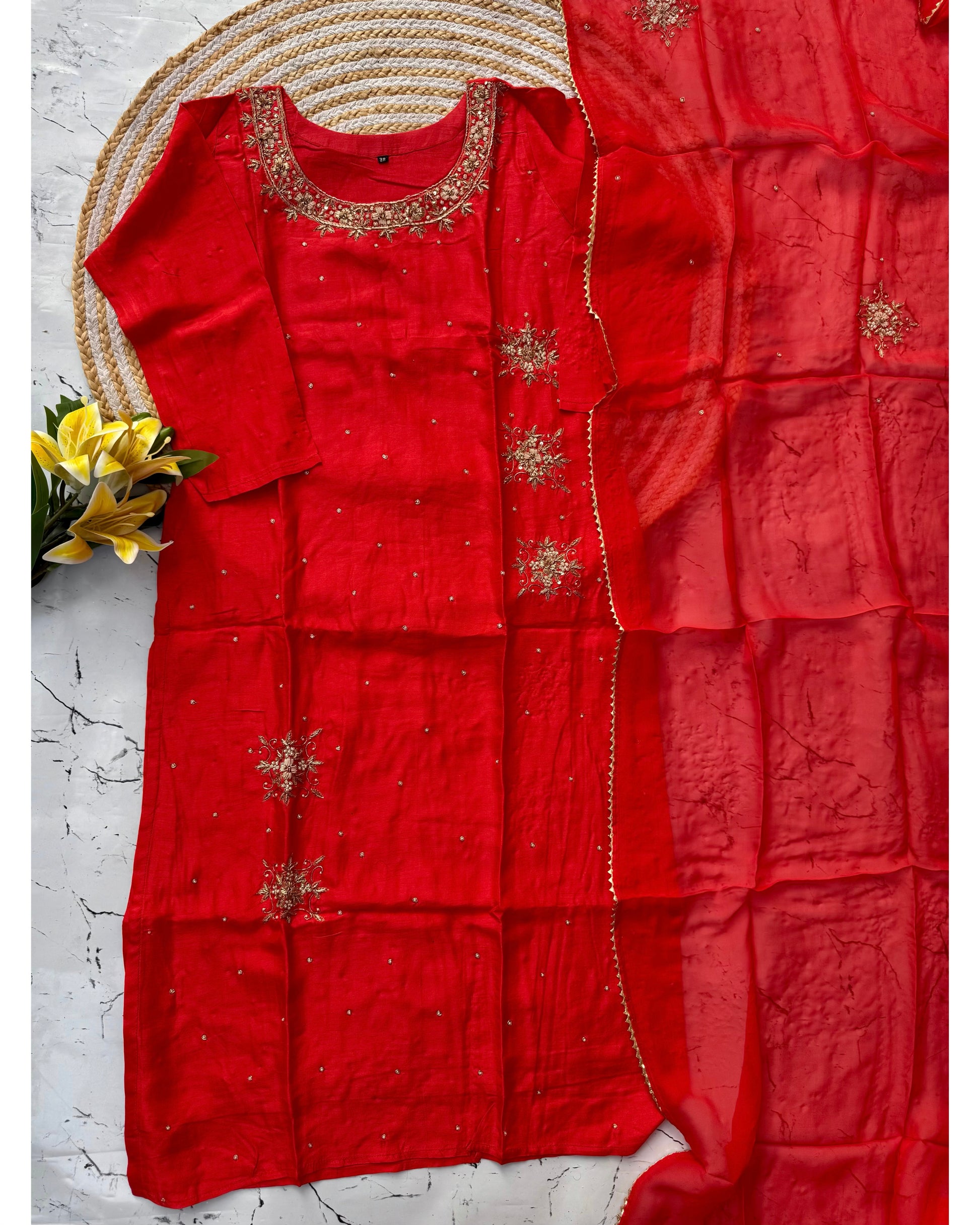 "Ferhin" A very beautiful piece with handwork kurti set