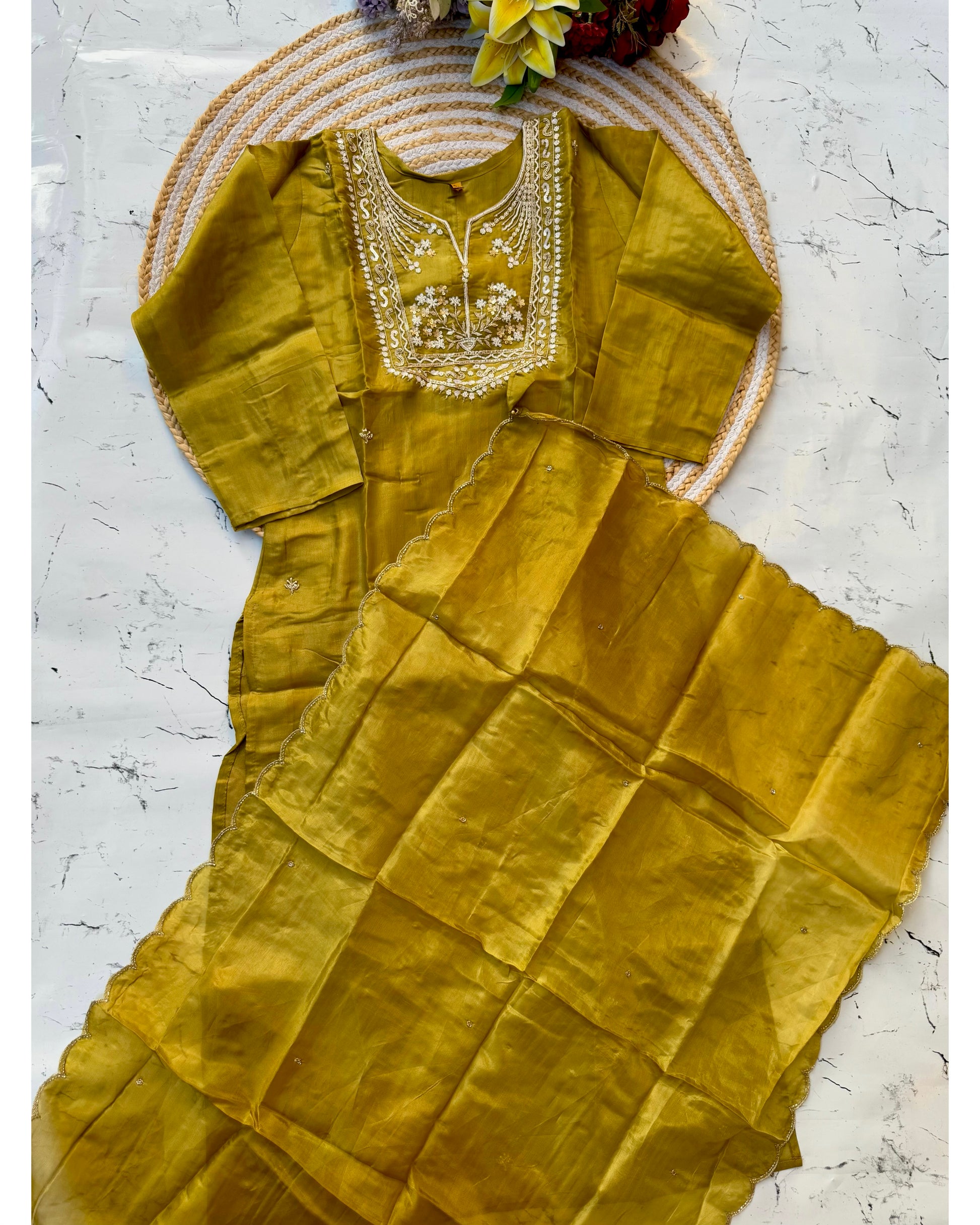 “Shama” Beautiful party wear Tissue silk kurta set