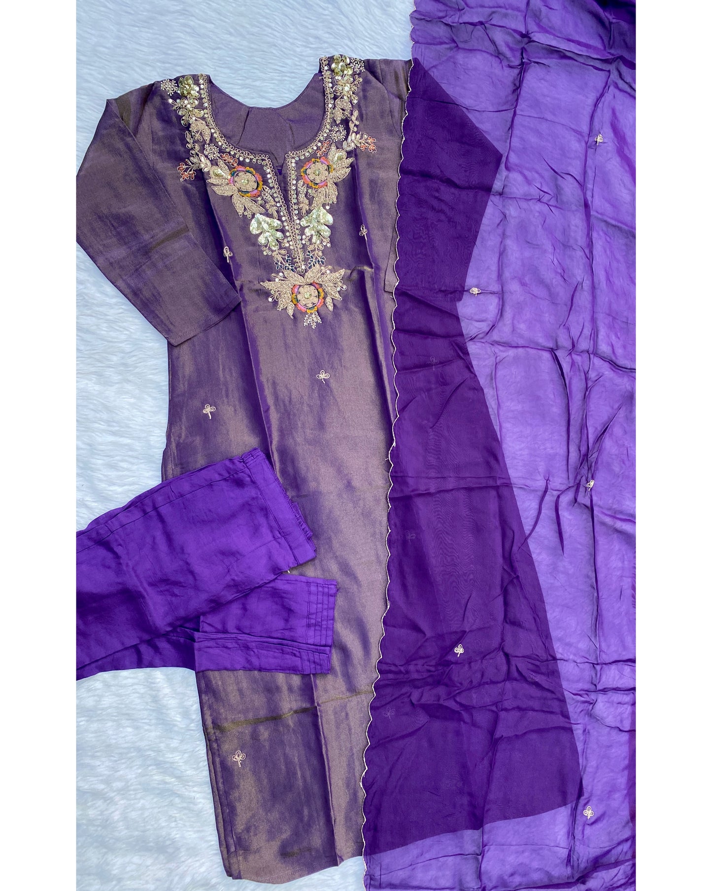 “HAYAT” Premium tissue silk stright kurti bottom with dupatta set