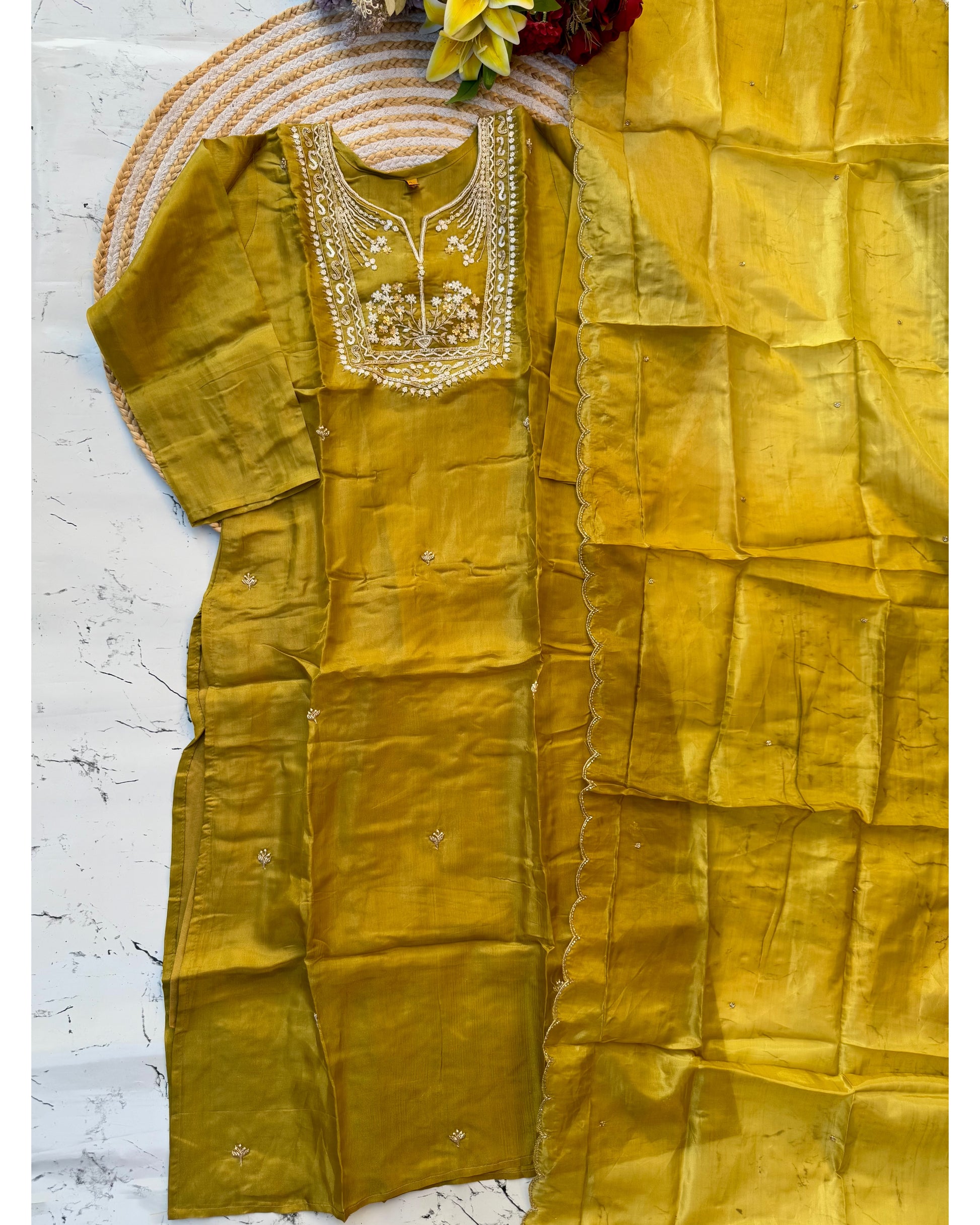 “Shama” Beautiful party wear Tissue silk kurta set