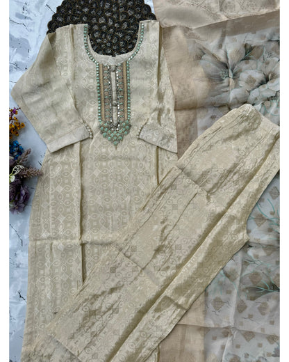 "MEGHNA" Party wear Tissue silk kurta palazzo set 🤍