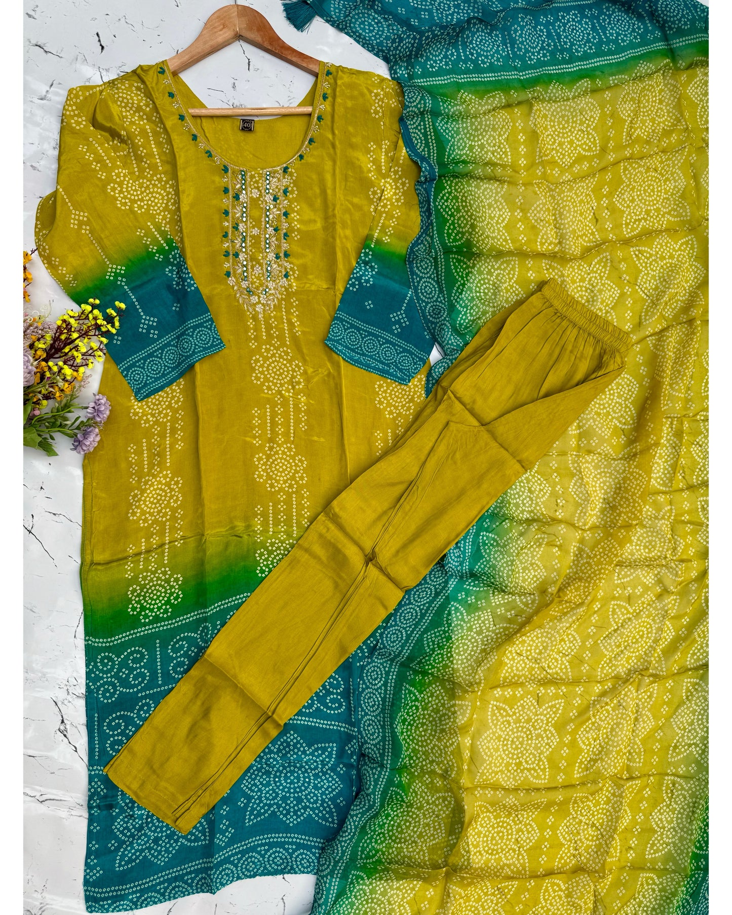 “Ryan” Ombré crepe silk kurti bottom with dupatta set 🛍️