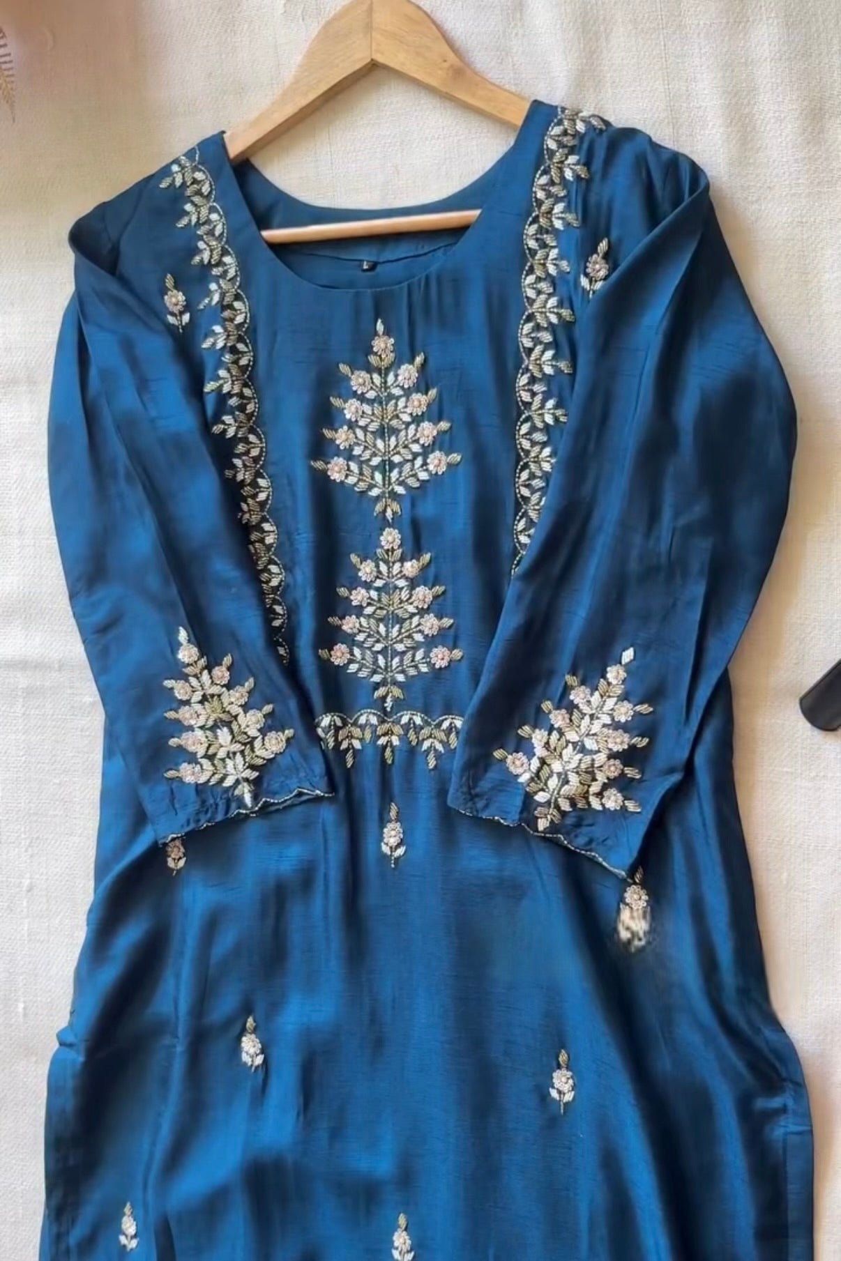 “Orange” Partywear Orange heavy handwork Dola Silk Kurta Set