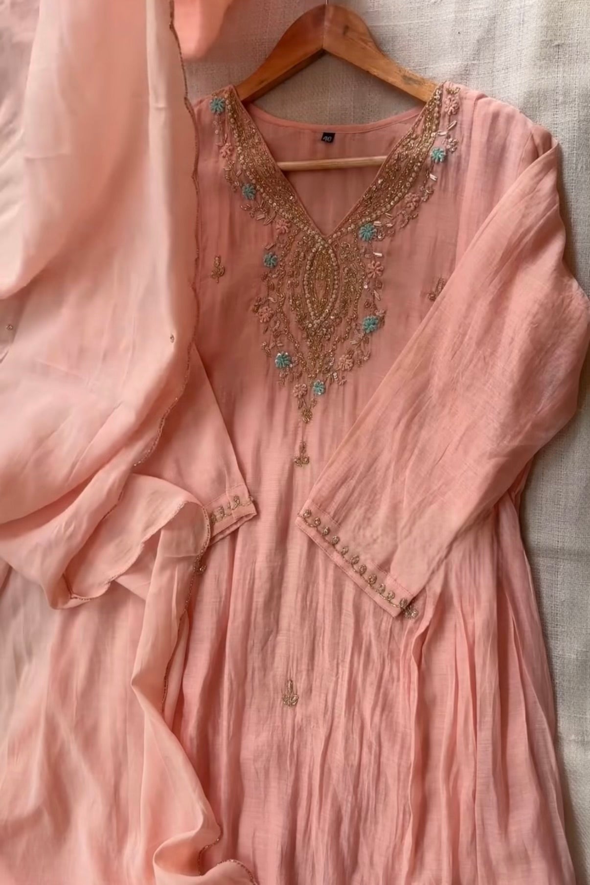 “Ziva” Pure Mul-Chanderi Party wear A Line suit set