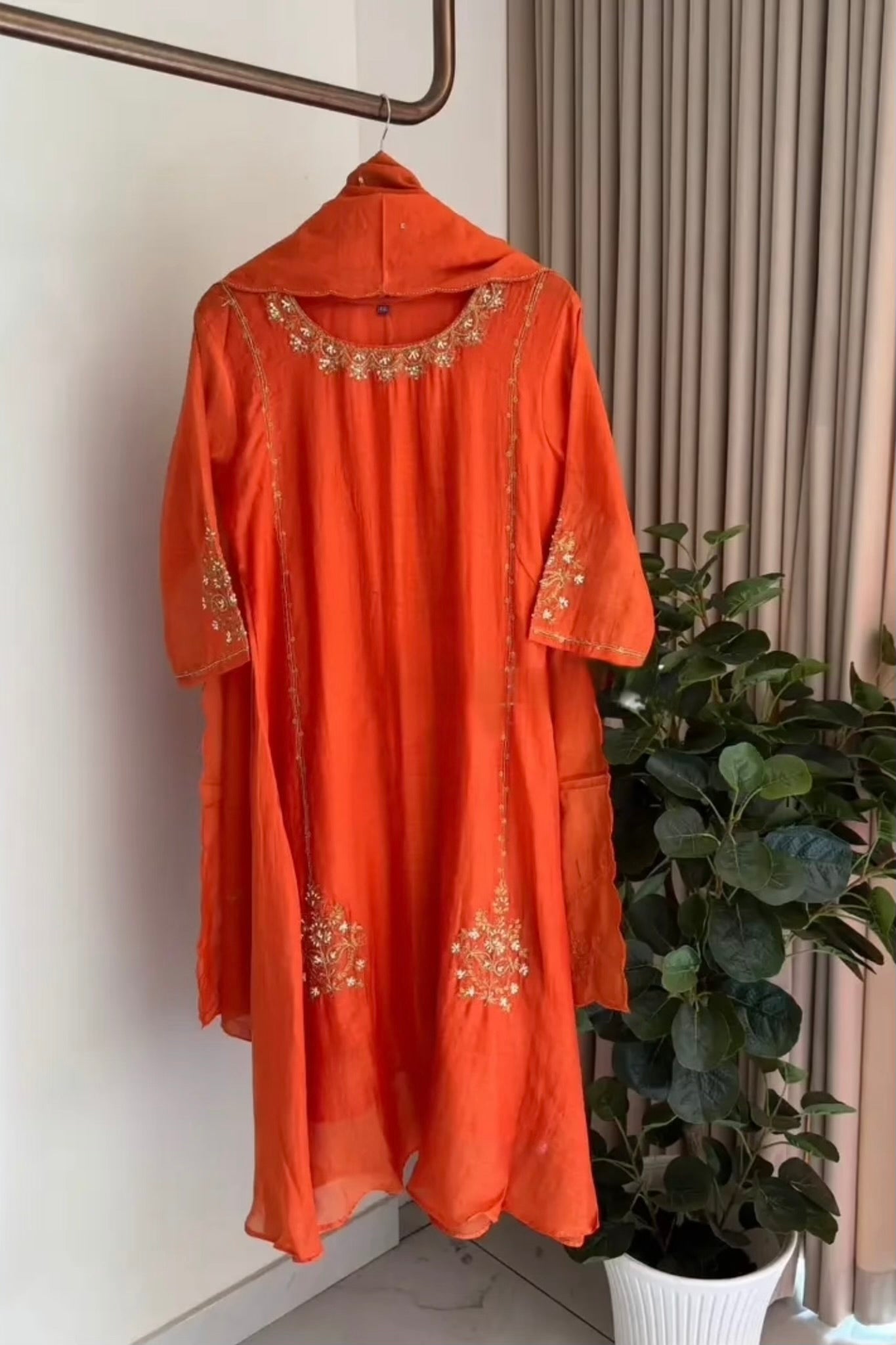 💕”Nayra – Premium Mul Chanderi A-Line Kurta Set