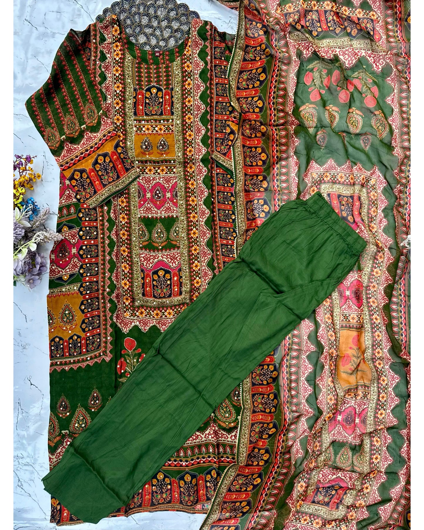 "Reshu" Premium pakistani kurti bottom with dupatta set