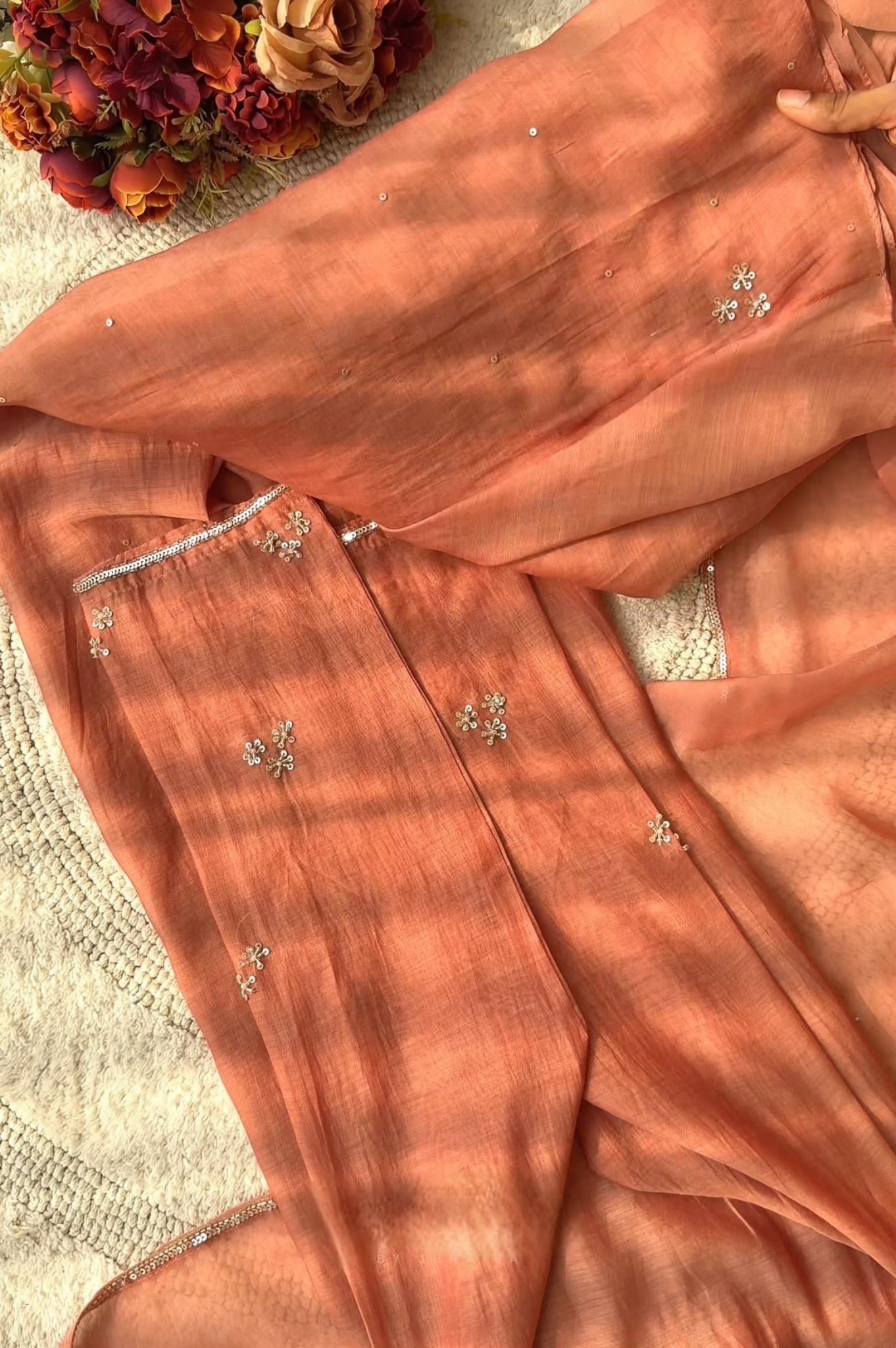 ✨Nagma- Premium Mul Chanderi A- Line Kurta Set