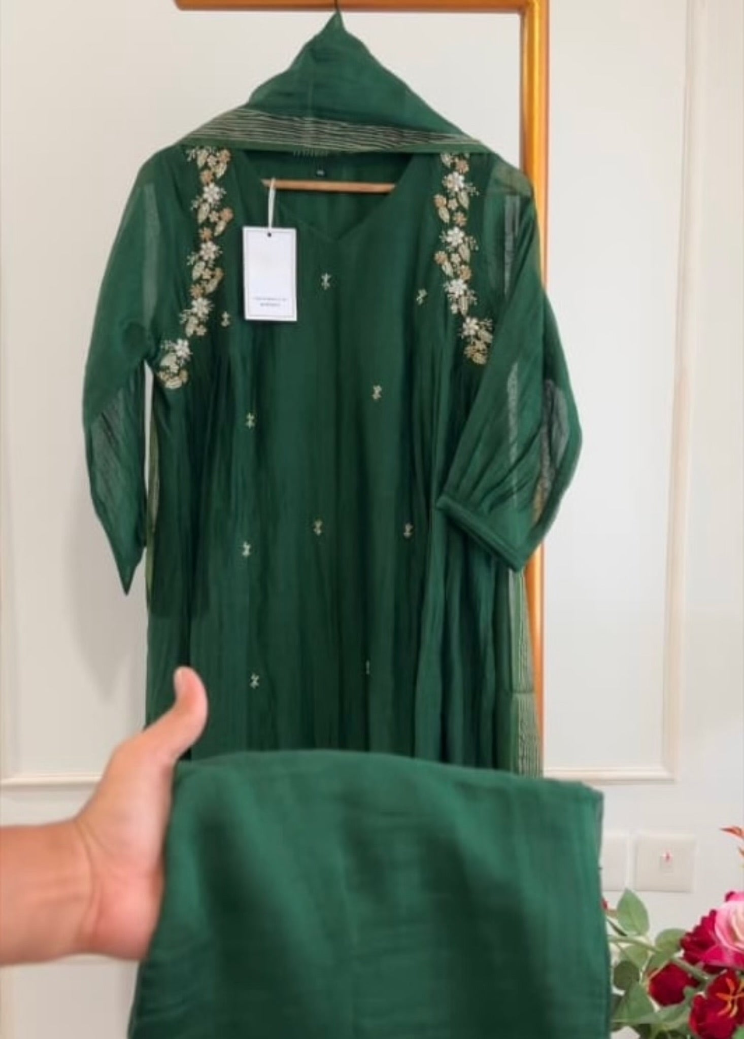 “Zayna” Premium Rich Brown Mul Chanderi anarkali kurta set