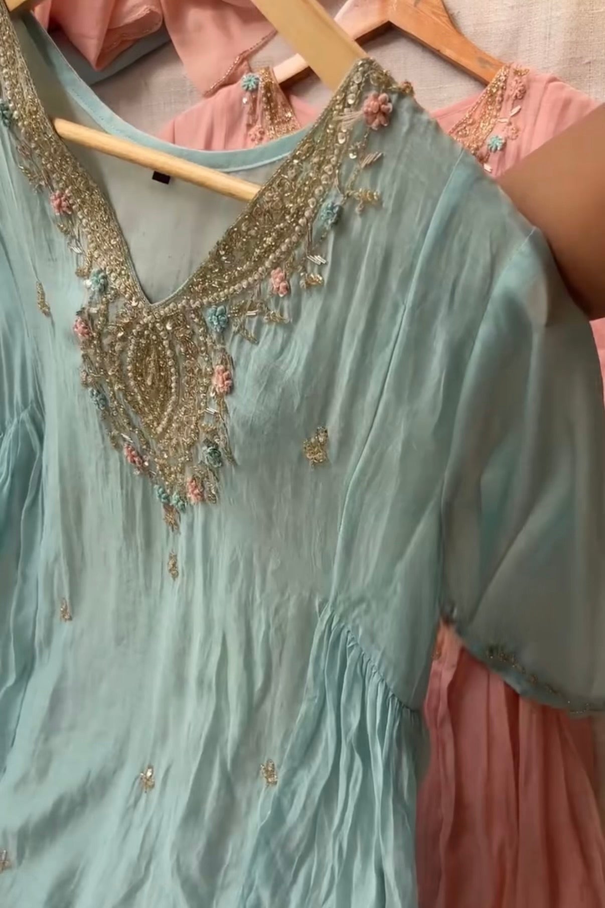 “Ziva” Pure Mul-Chanderi Party wear A Line suit set