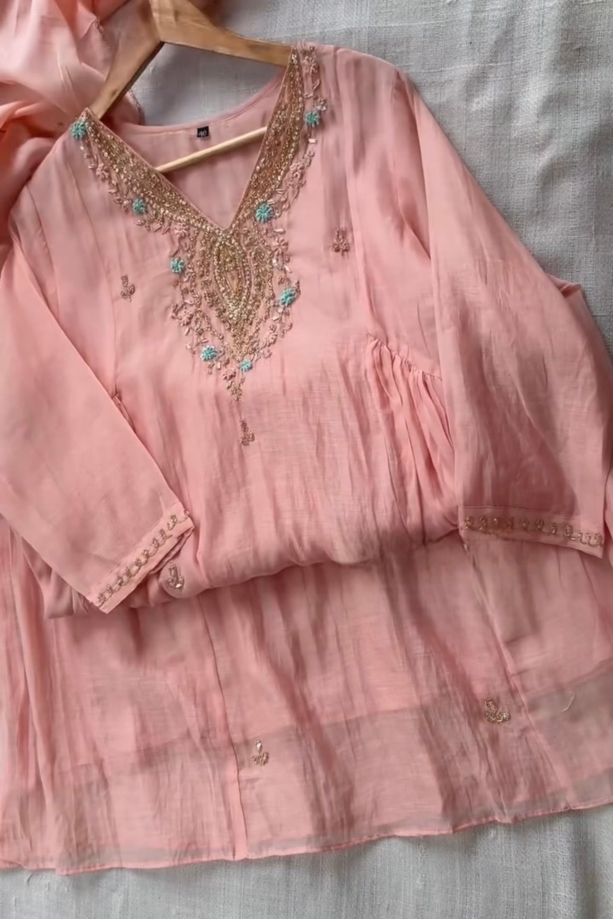 “Ziva” Pure Mul-Chanderi Party wear A Line suit set