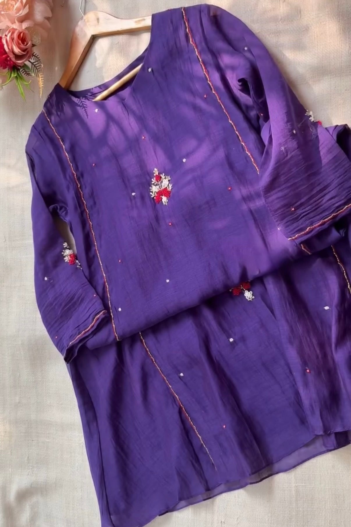 “Myra” Purple Mul Chanderi A-Line Anarkali Kurta set